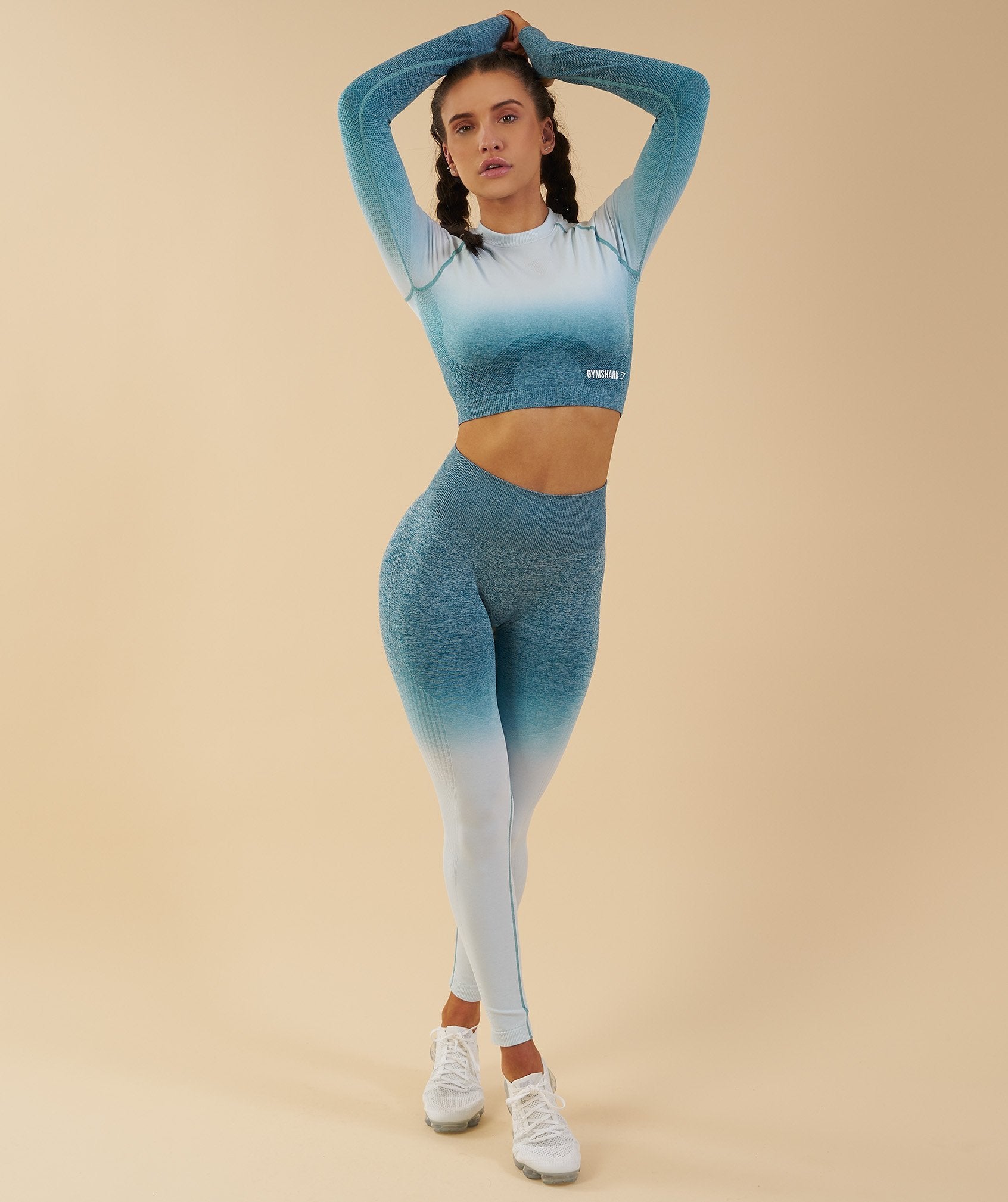 Ombre Seamless Crop Top  - Deep Teal/Ice Blue in null - view 6