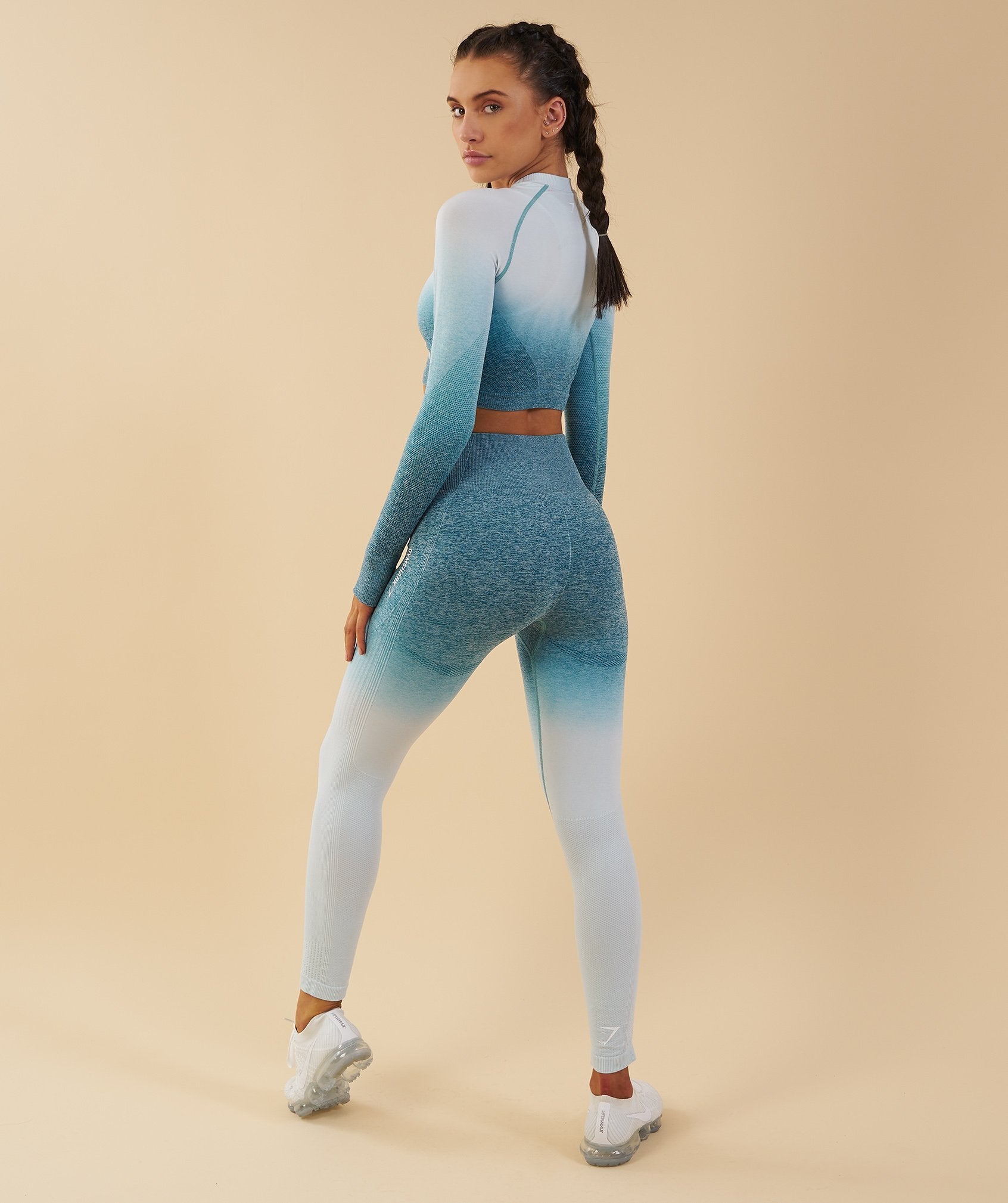 Ombre Seamless Crop Top  - Deep Teal/Ice Blue in null - view 3