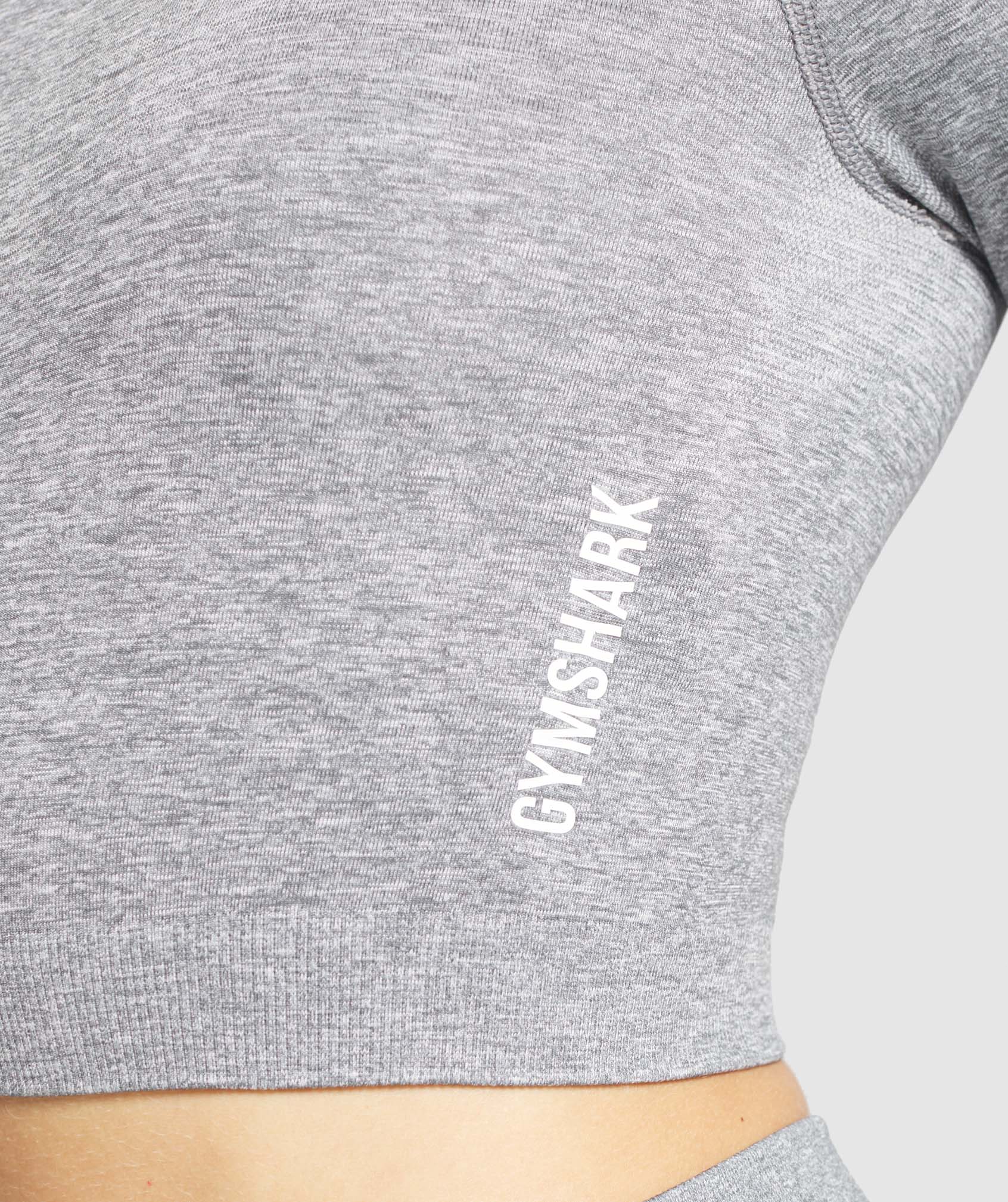 Adapt Marl Seamless Long Sleeve Crop Top in Grey