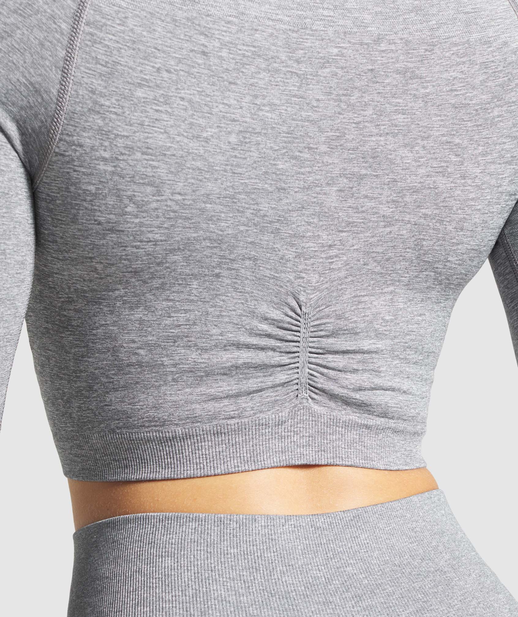 Adapt Marl Seamless Long Sleeve Crop Top in Grey