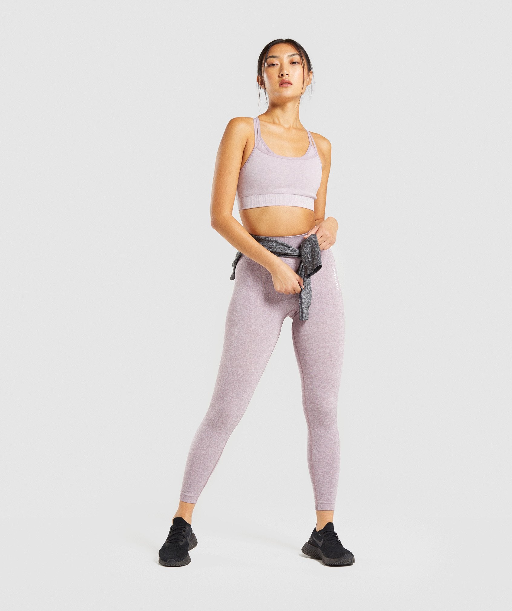 Adapt Marl Seamless Sports Bra in Purple - view 5