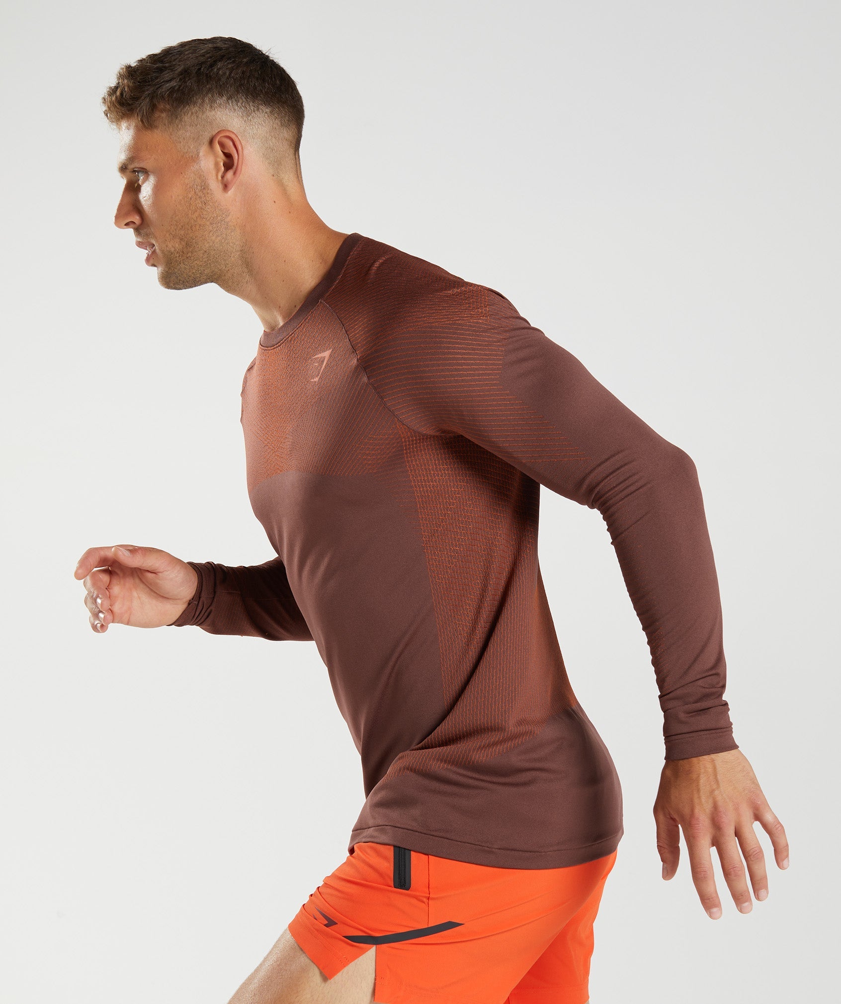Apex Seamless Long Sleeve T-Shirt in Cherry Brown/Pepper Red - view 3