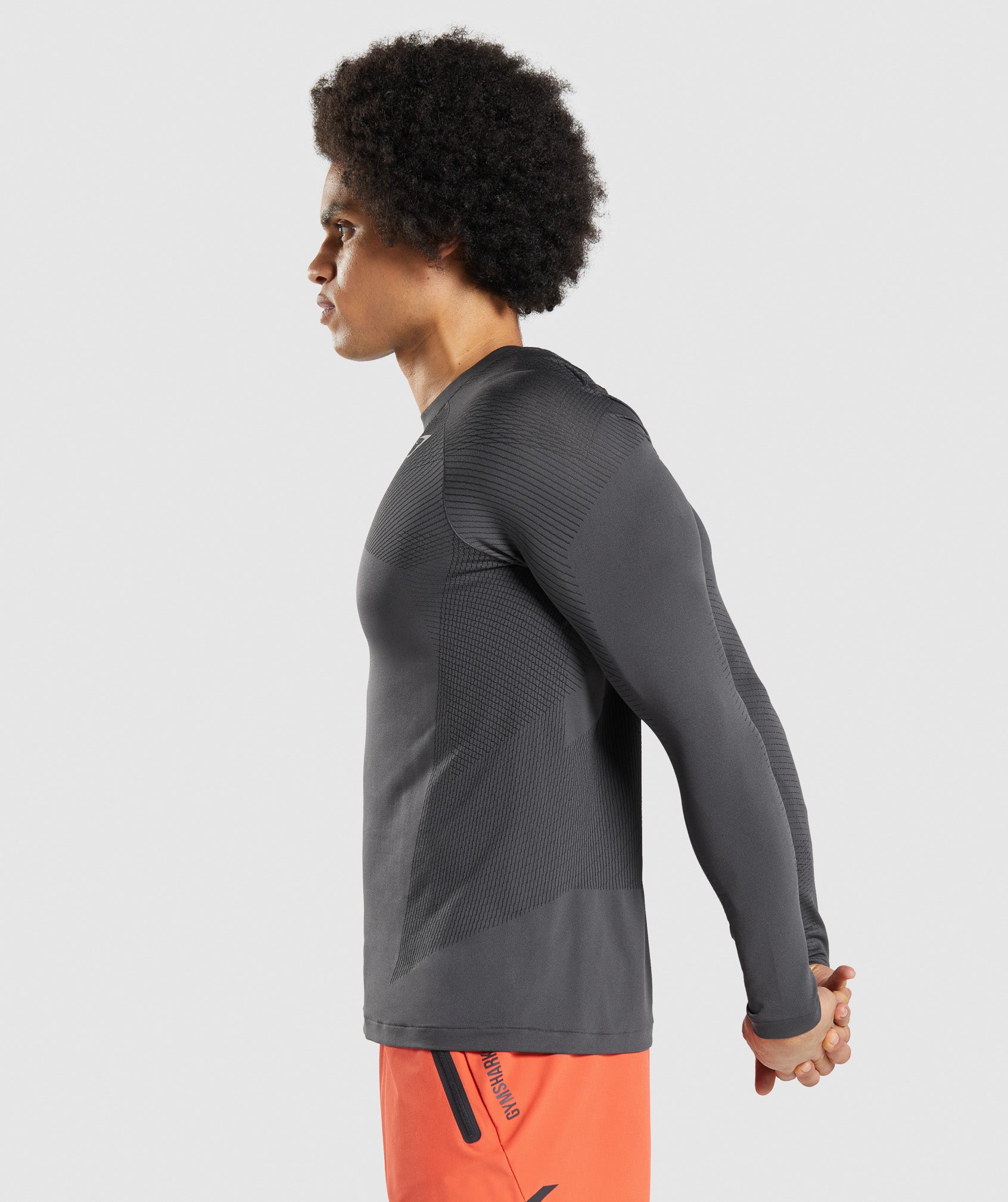 Apex Seamless Long Sleeve T-Shirt in Onyx Grey/Black - view 4