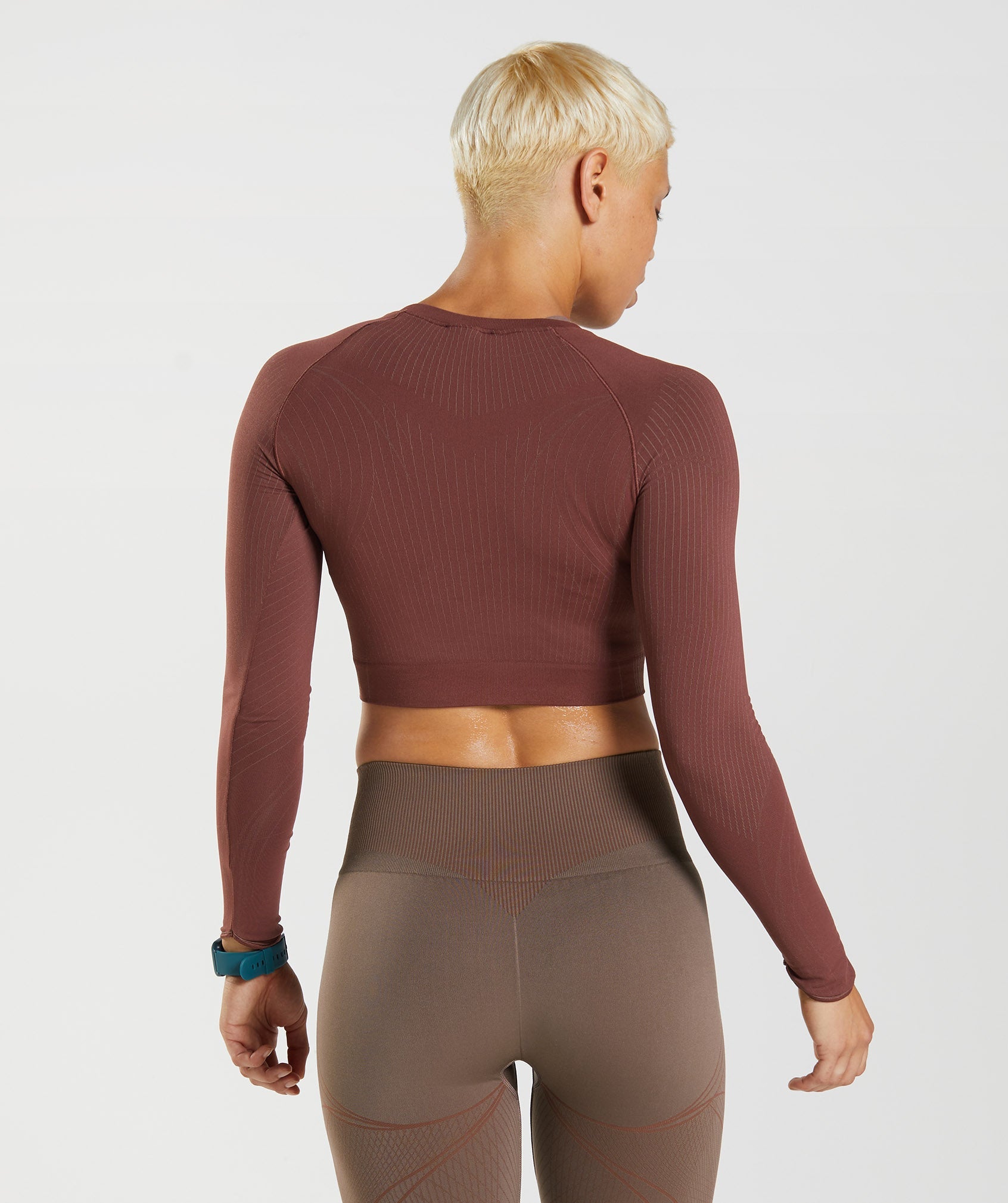 Apex Seamless Crop Top in Cherry Brown/Truffle Brown - view 2