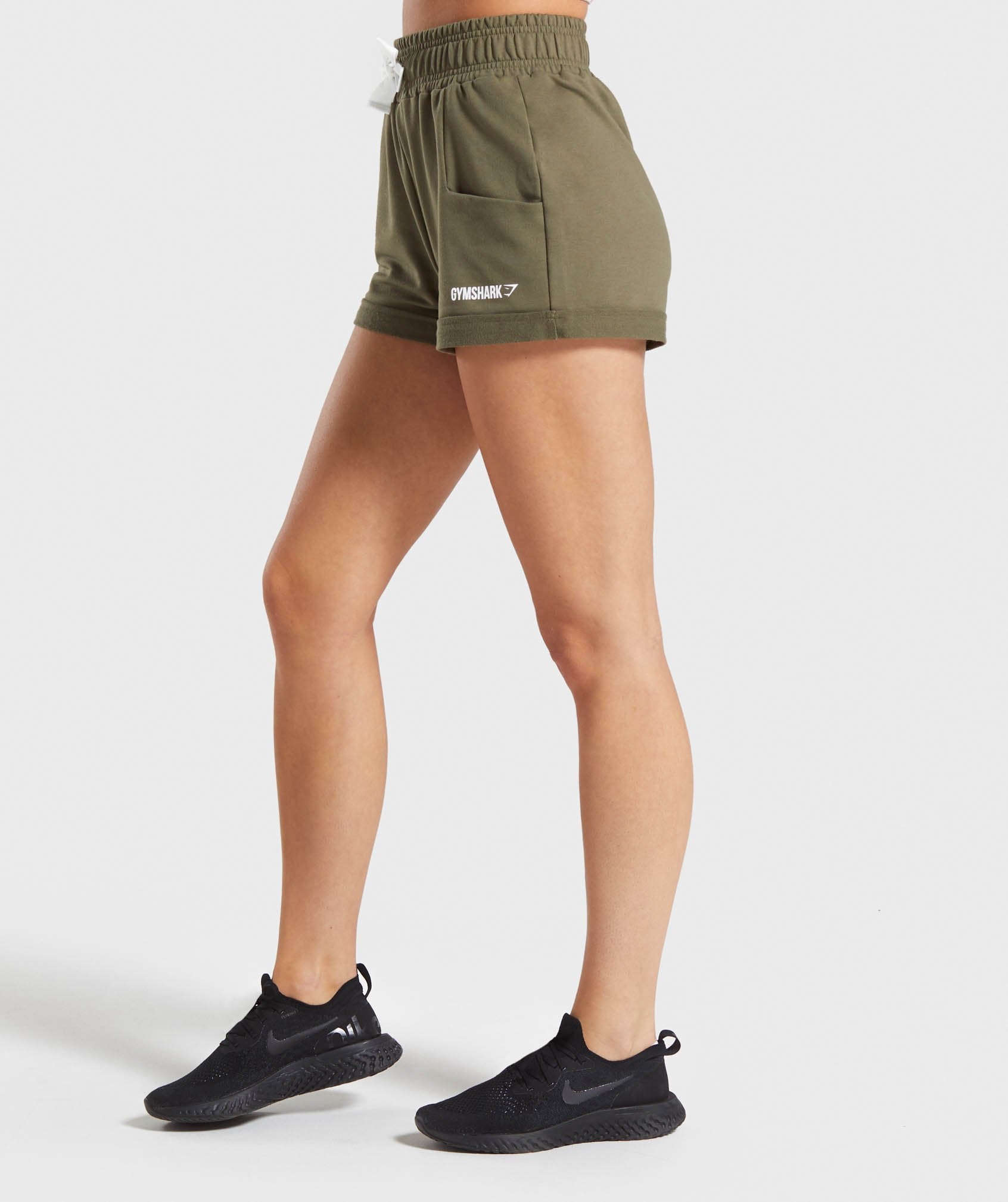 Ark High Waisted Shorts in Khaki - view 3