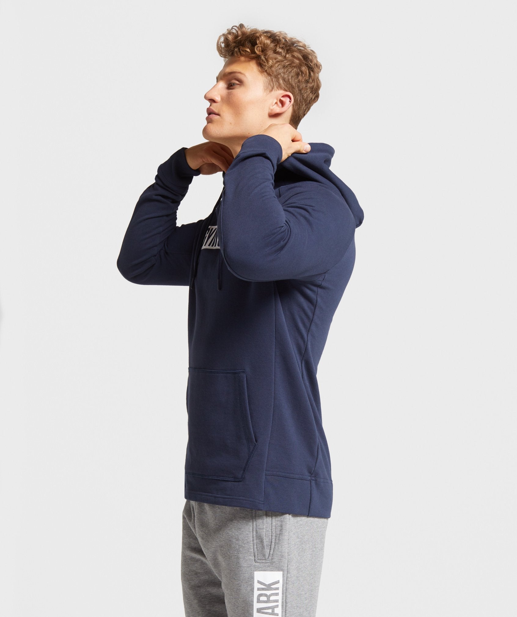 Block Hoodie in Dark Blue/White