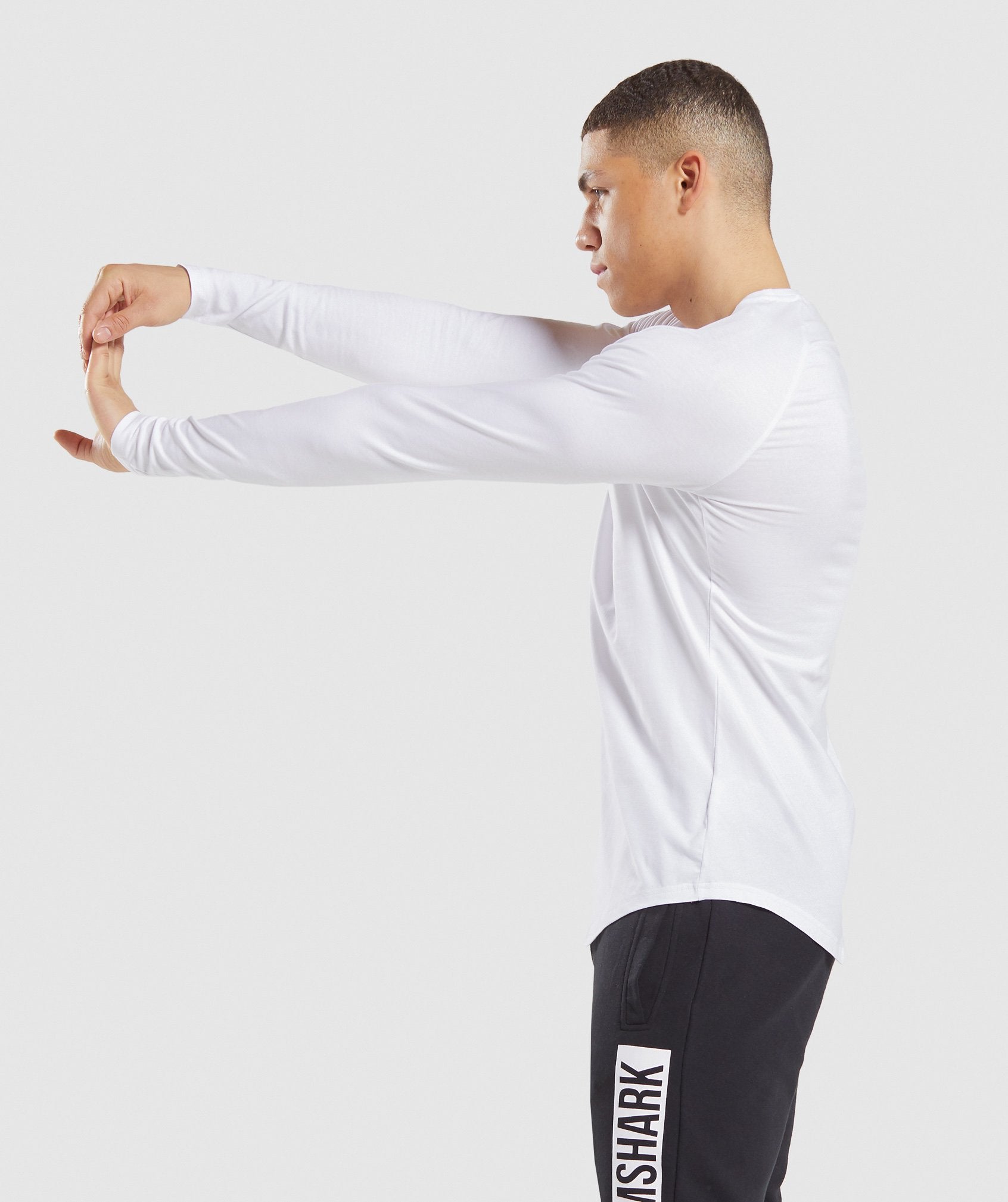 Block Long Sleeve T-Shirt in White/Black