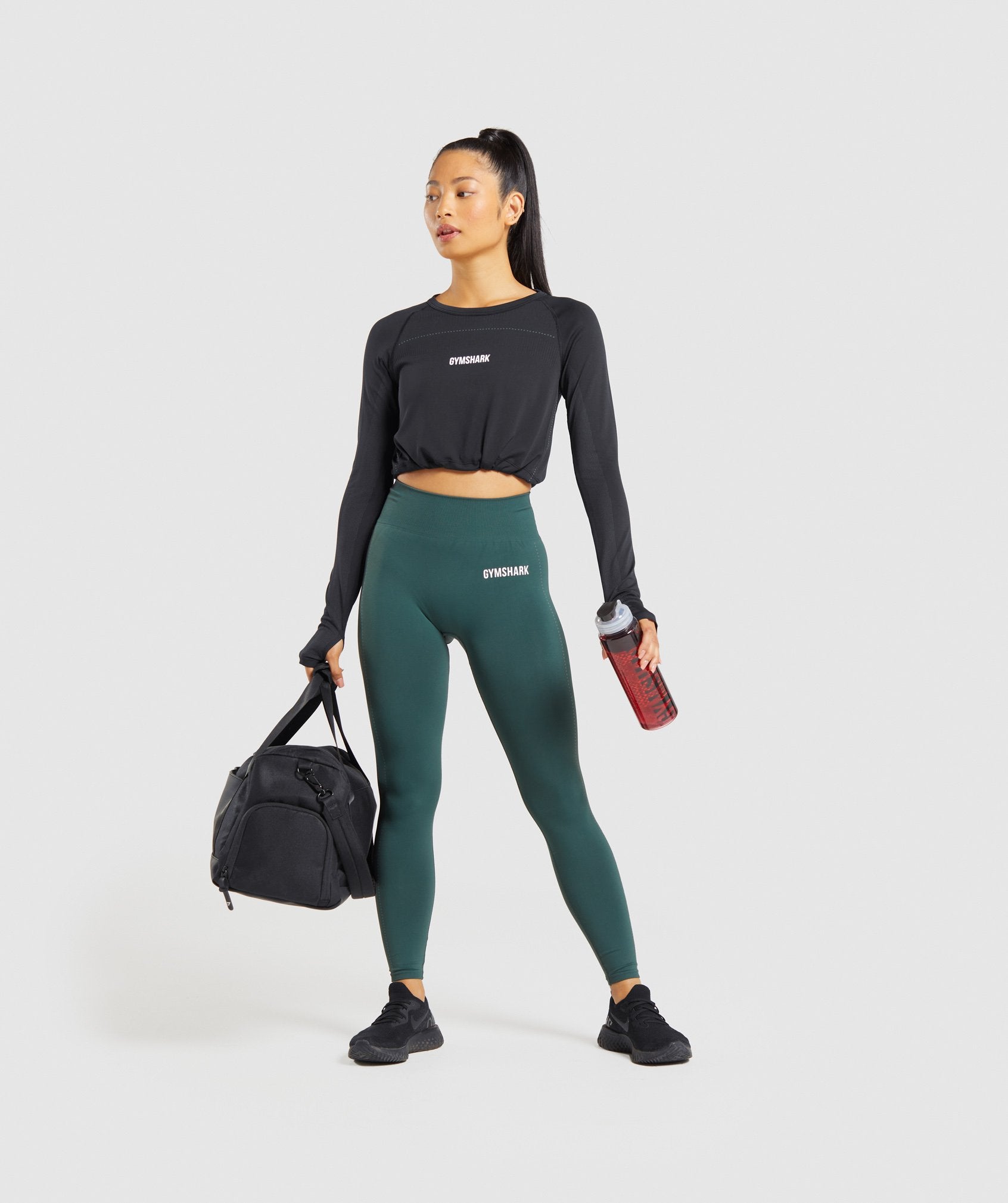 Breeze Lightweight Seamless Tights in Dark Green - view 4