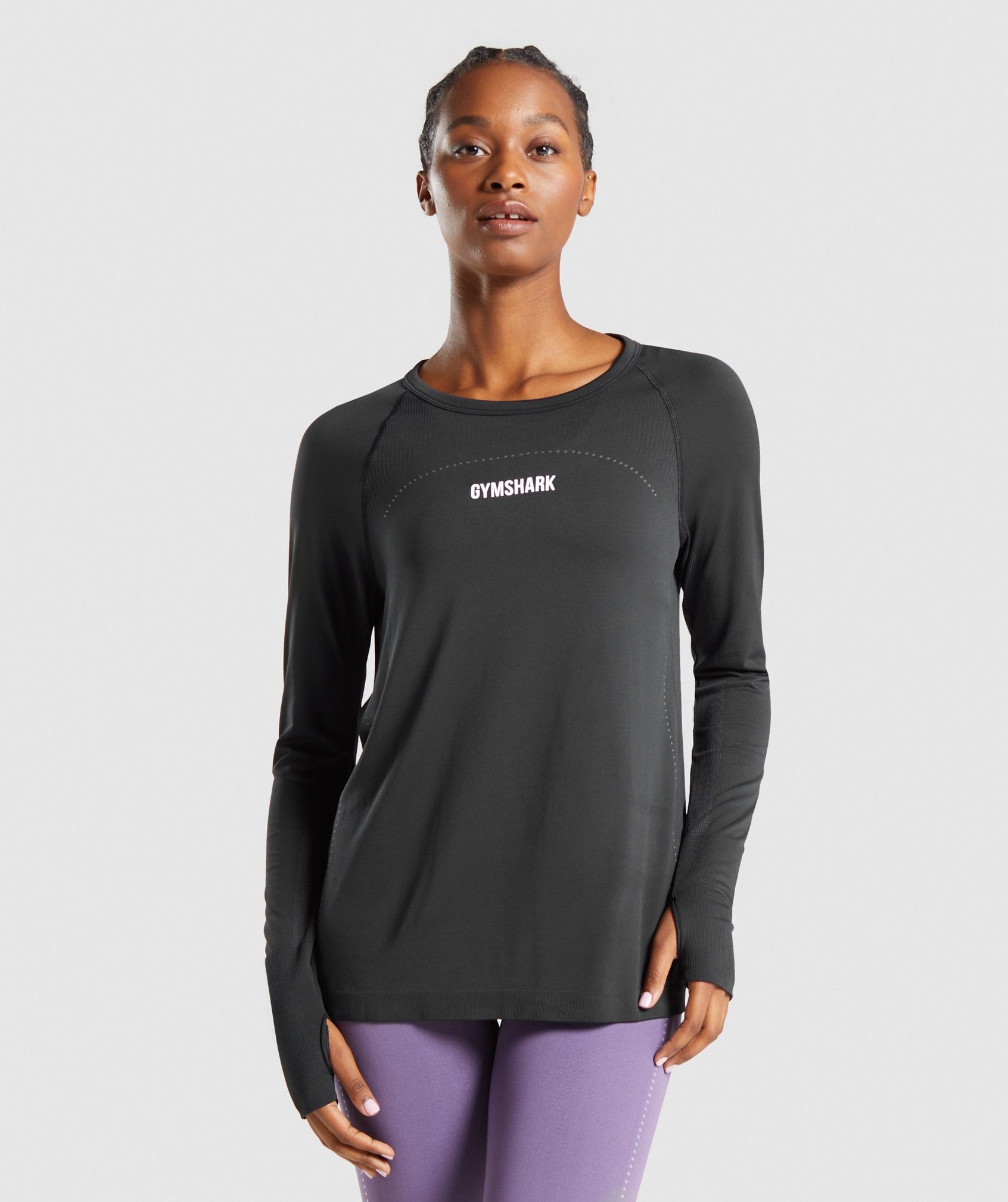 Breeze Lightweight Seamless Long Sleeve Top in Black