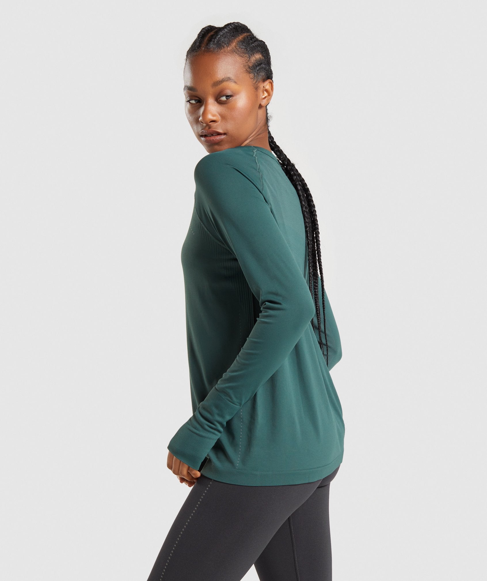 Breeze Lightweight Seamless Long Sleeve Top in Dark Green - view 4