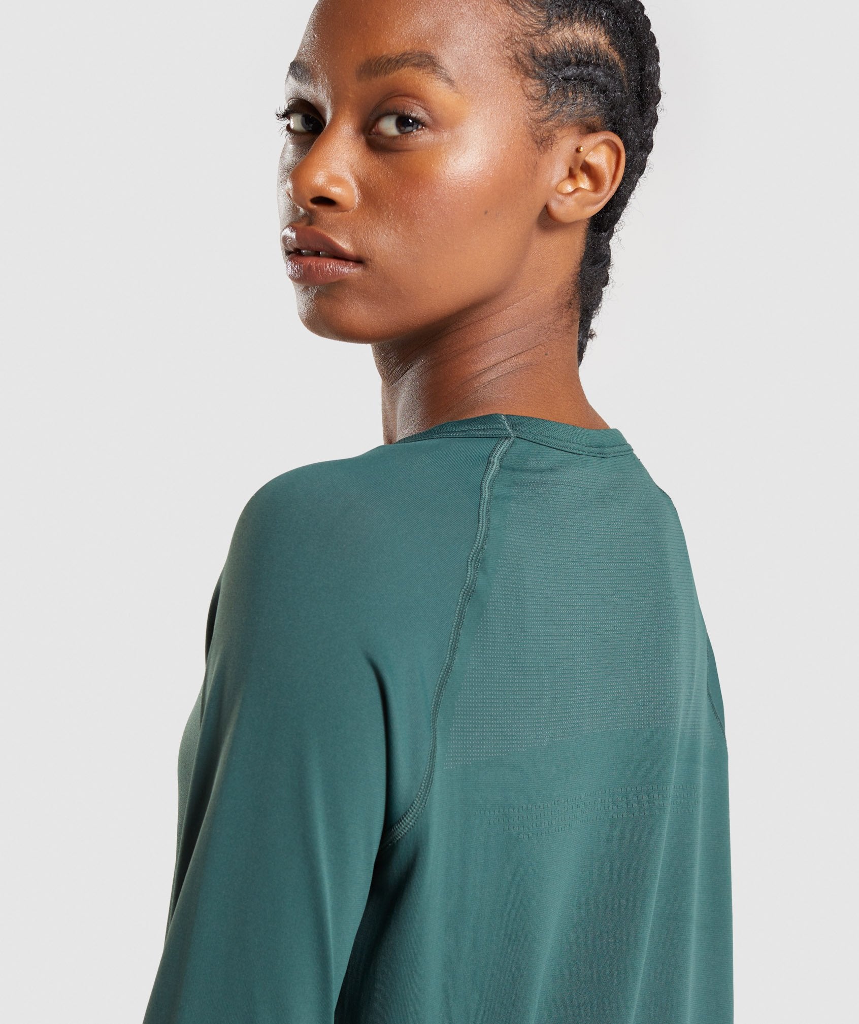 Breeze Lightweight Seamless Long Sleeve Top in Dark Green - view 6