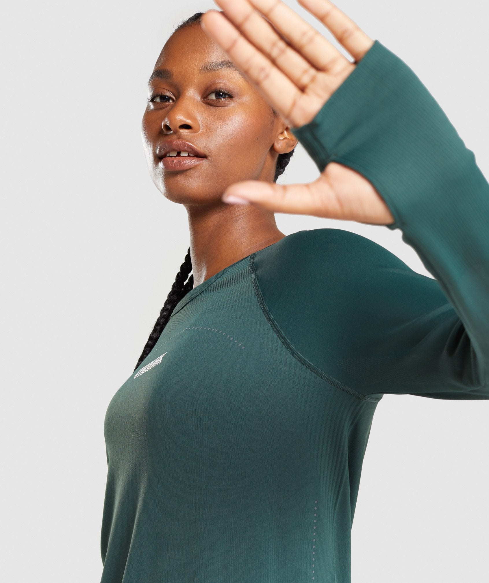 Breeze Lightweight Seamless Long Sleeve Top in Dark Green - view 7