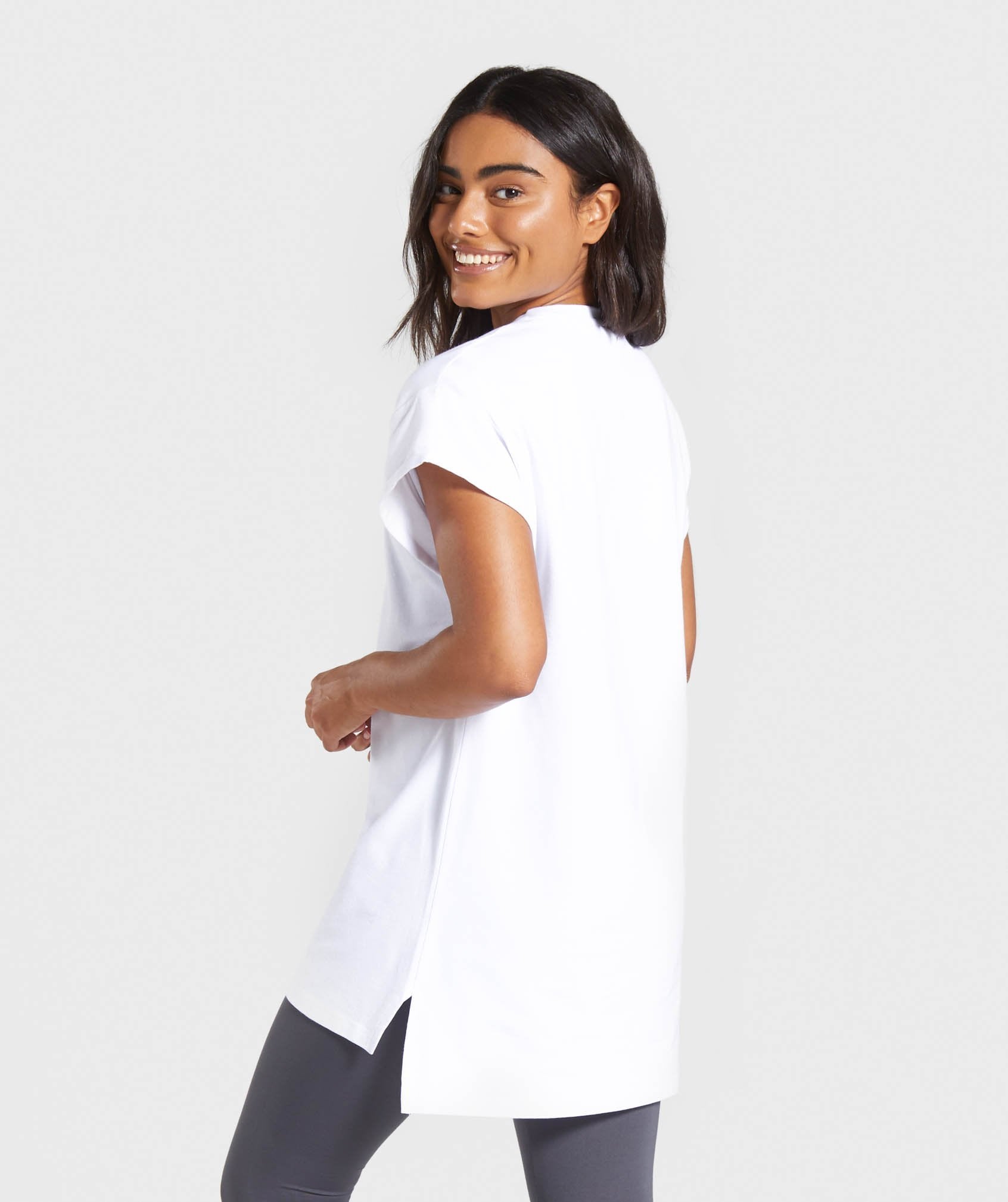 Be Brave Longline Tee in White - view 2