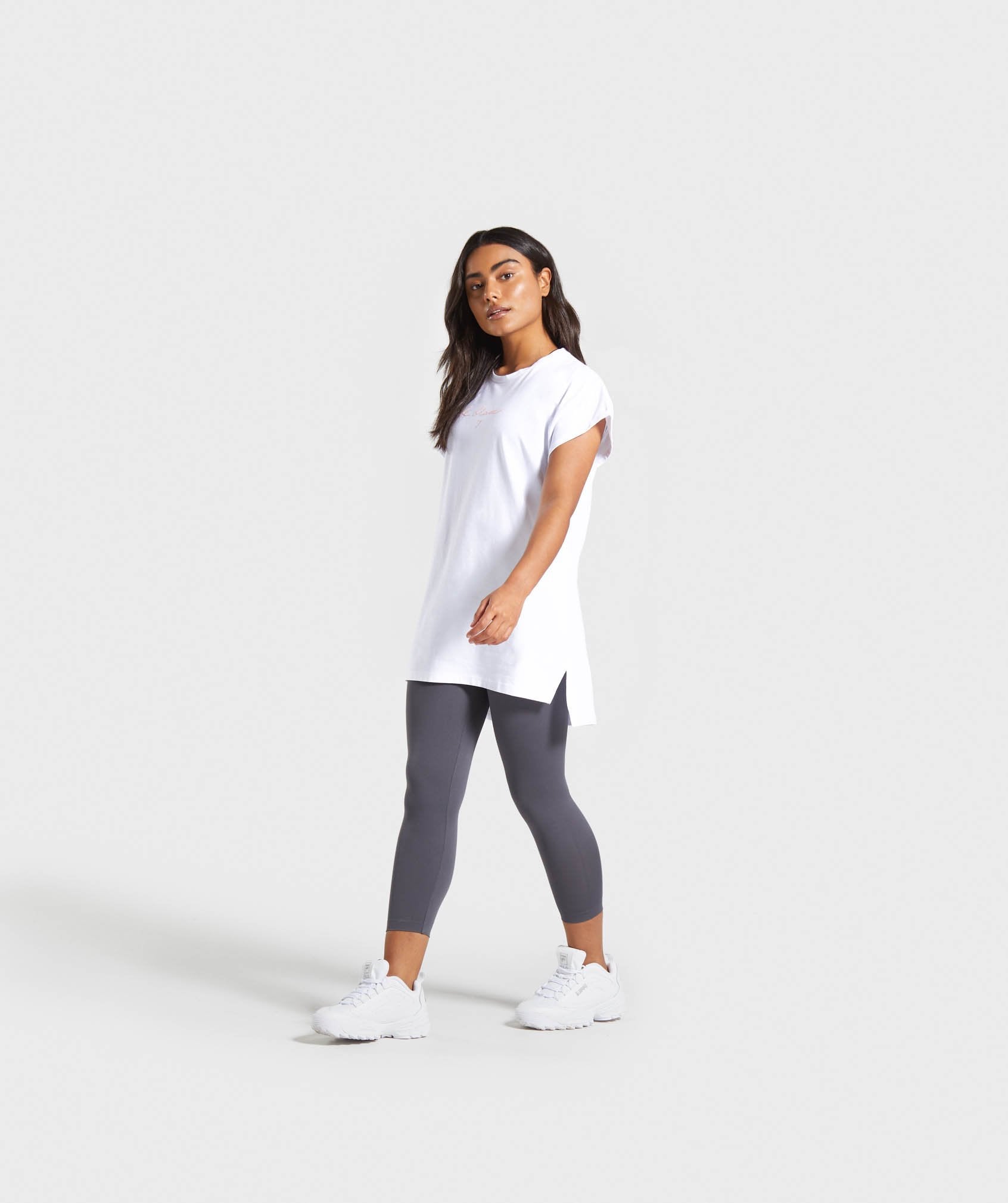 Be Brave Longline Tee in White - view 3