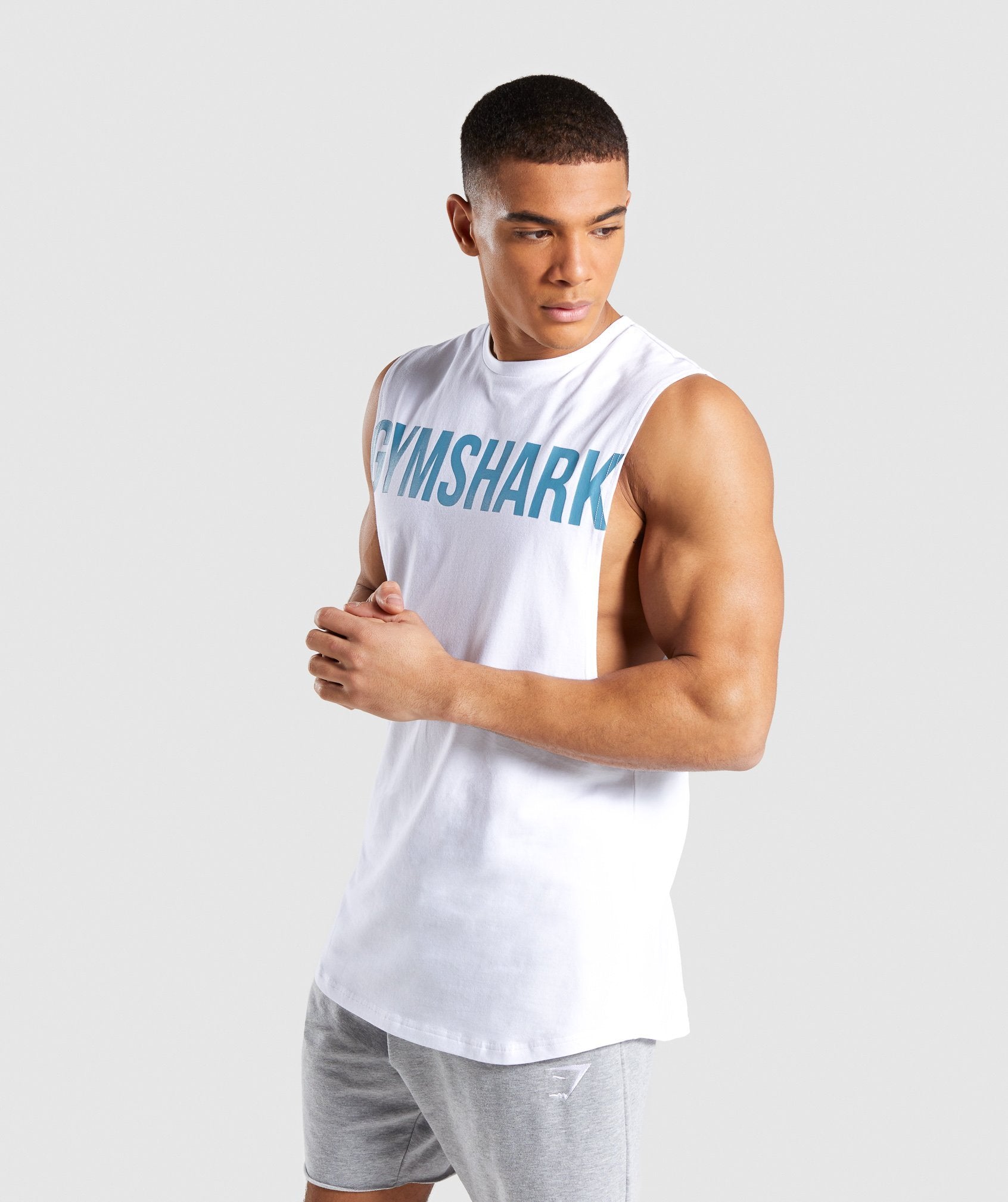 Bold Graphic Drop Armhole Tank in White - view 3