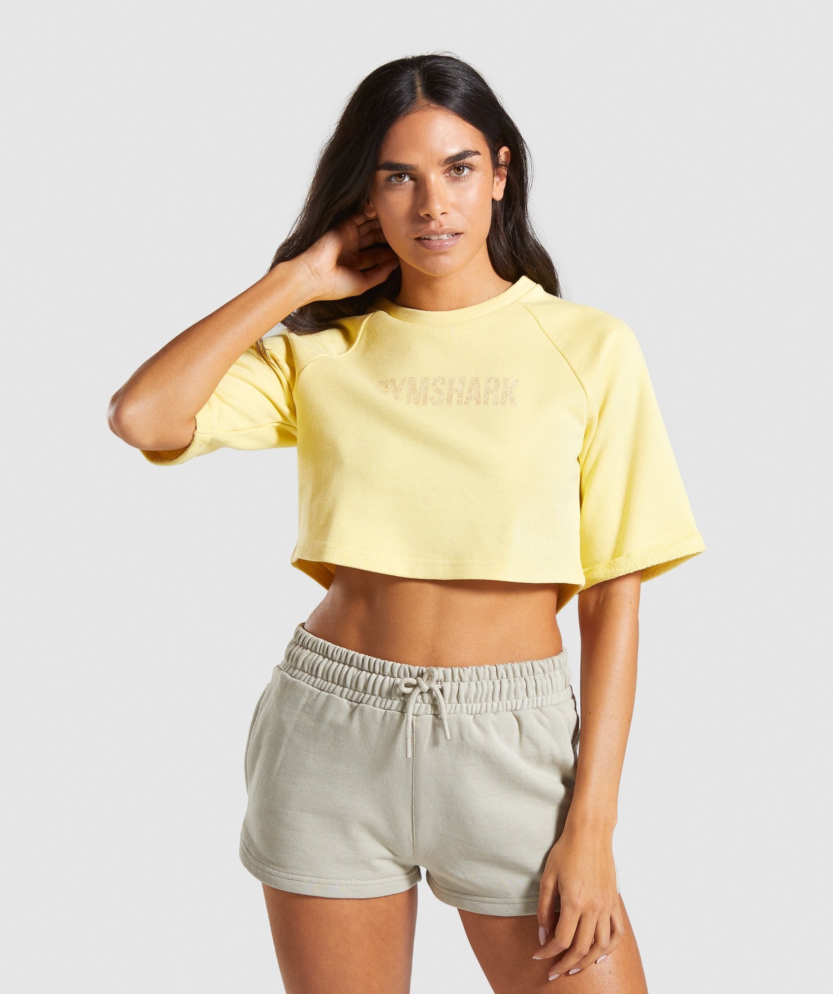 Botanic Graphic Boxy Crop Top in Yellow - view 1