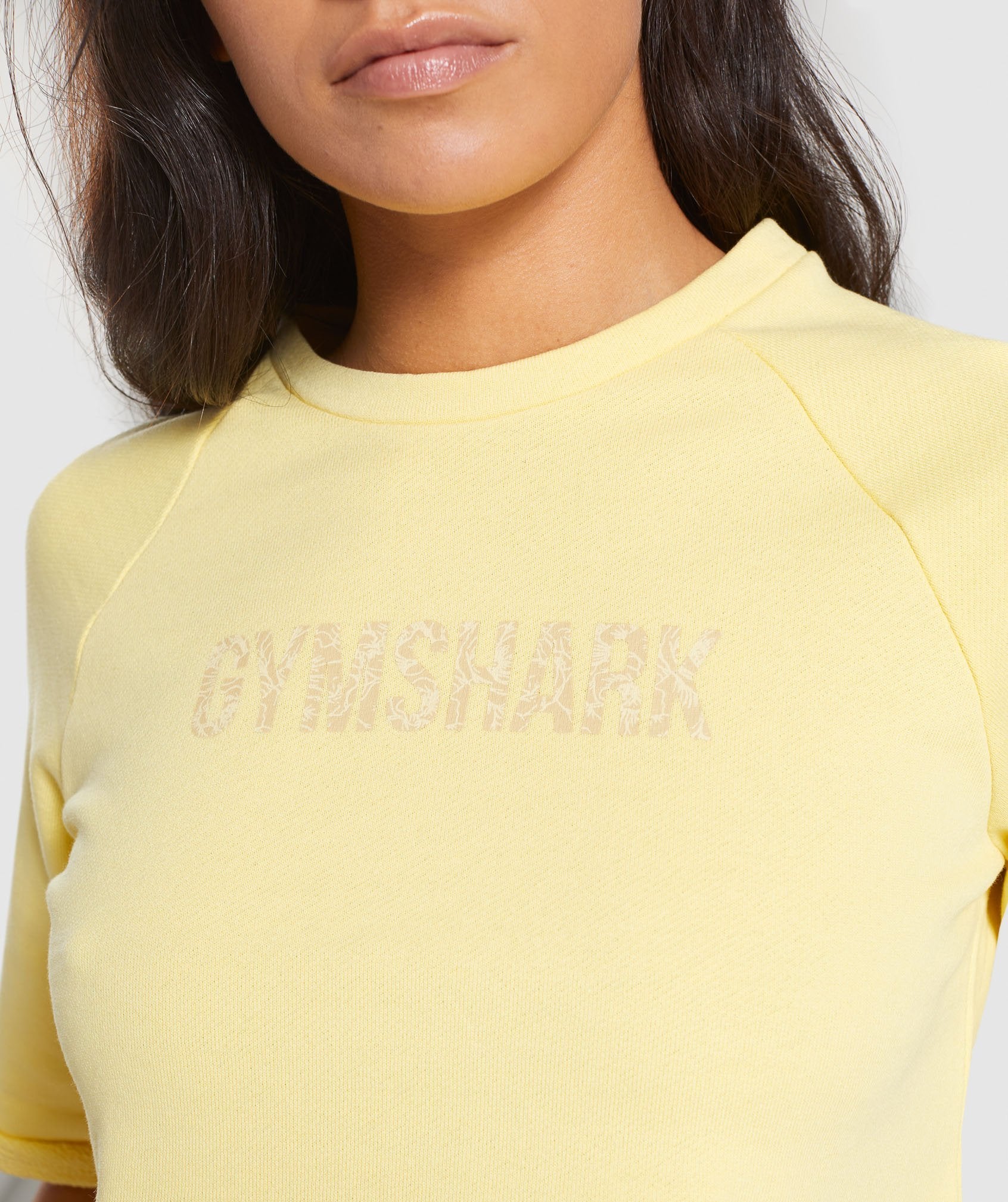 Botanic Graphic Boxy Crop Top in Yellow - view 5