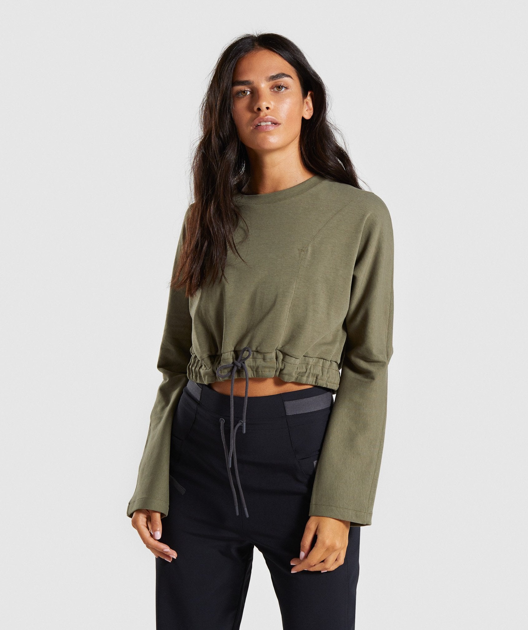 Box Utility Cropped Sweater in Khaki