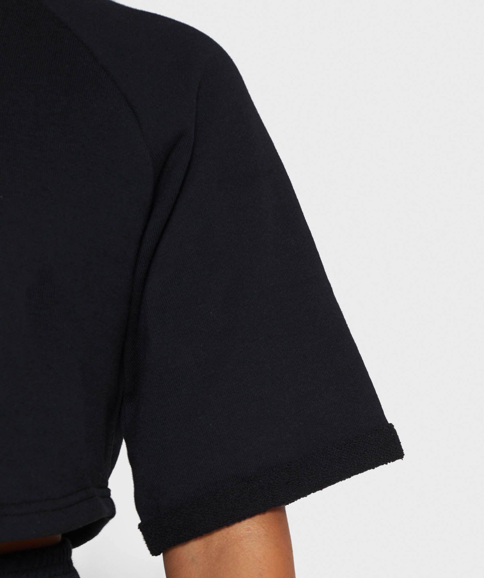 Branded Boxy Cropped Sweater in Black - view 6