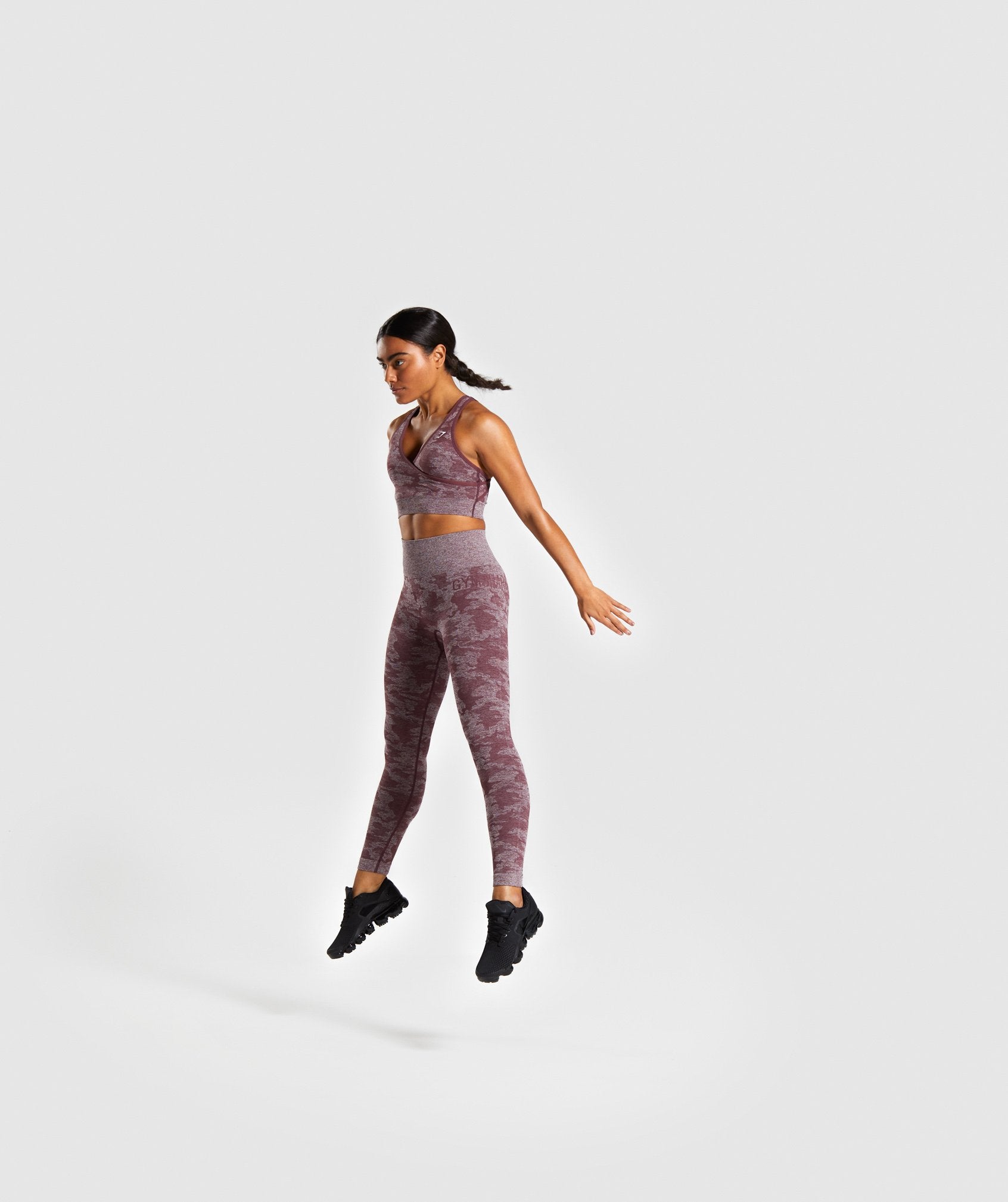 Camo Seamless Leggings in Berry Red