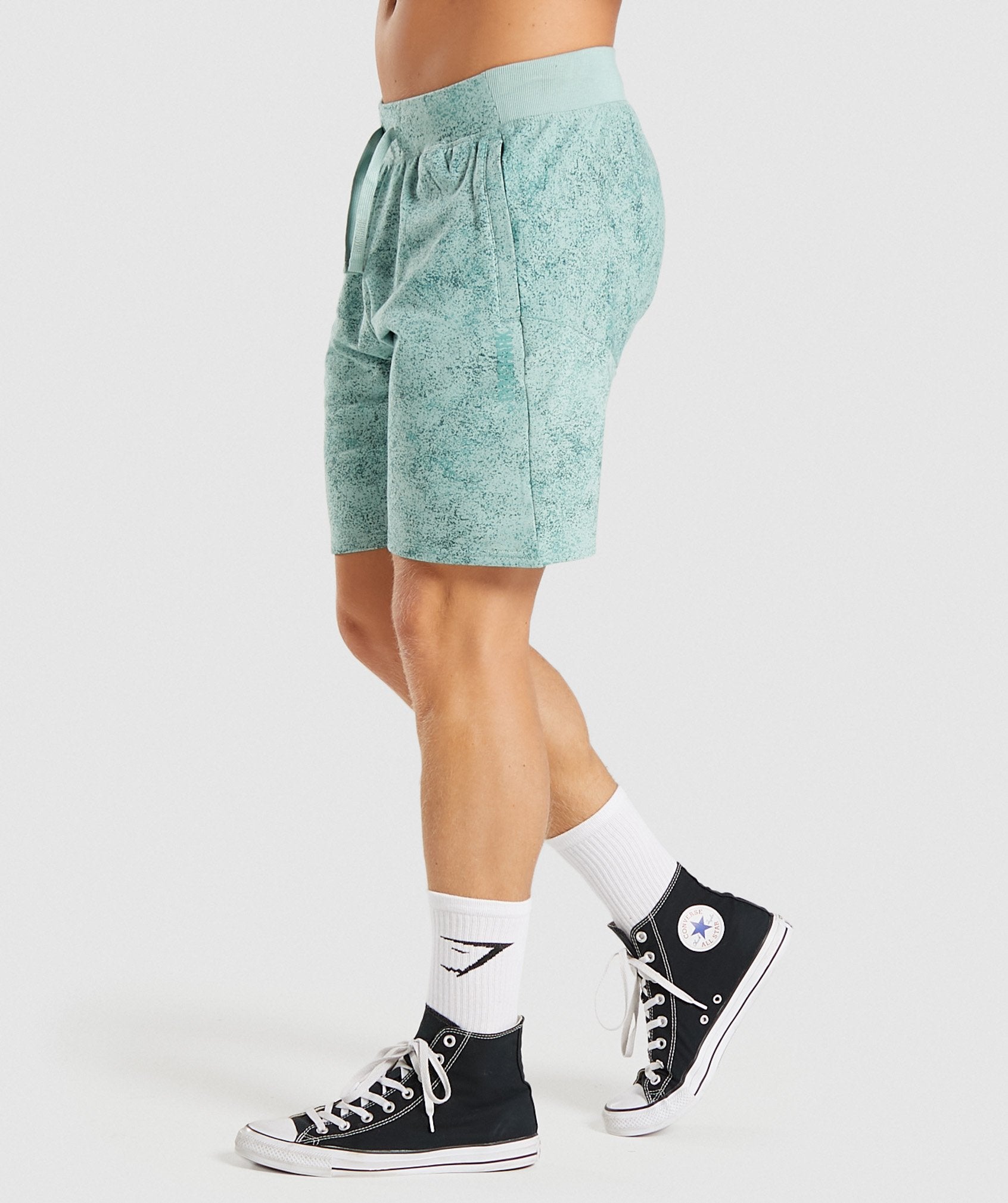 Chalk 9" Shorts in Light Green Print - view 4