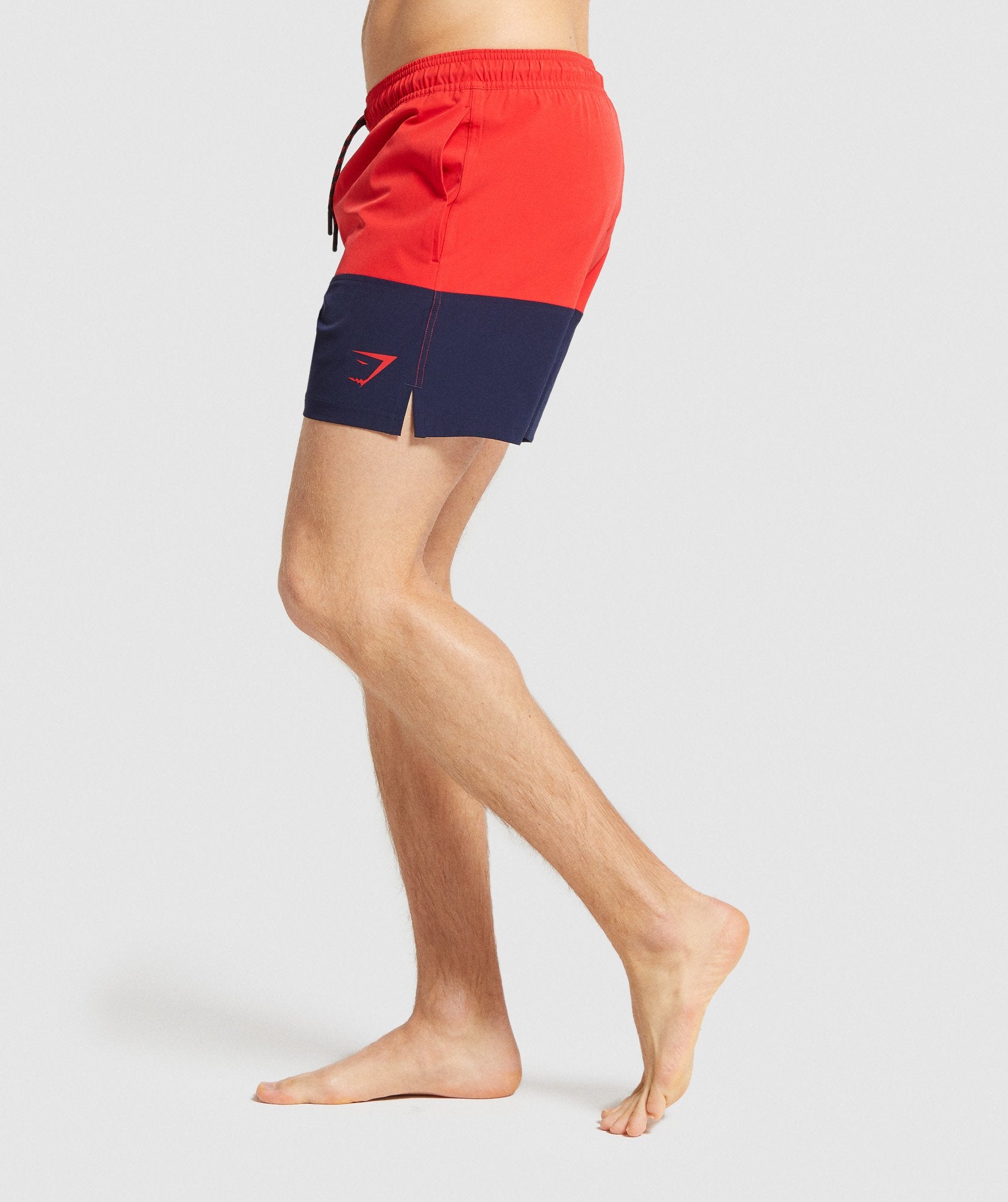 Colour Block Swim Shorts in Red - view 3