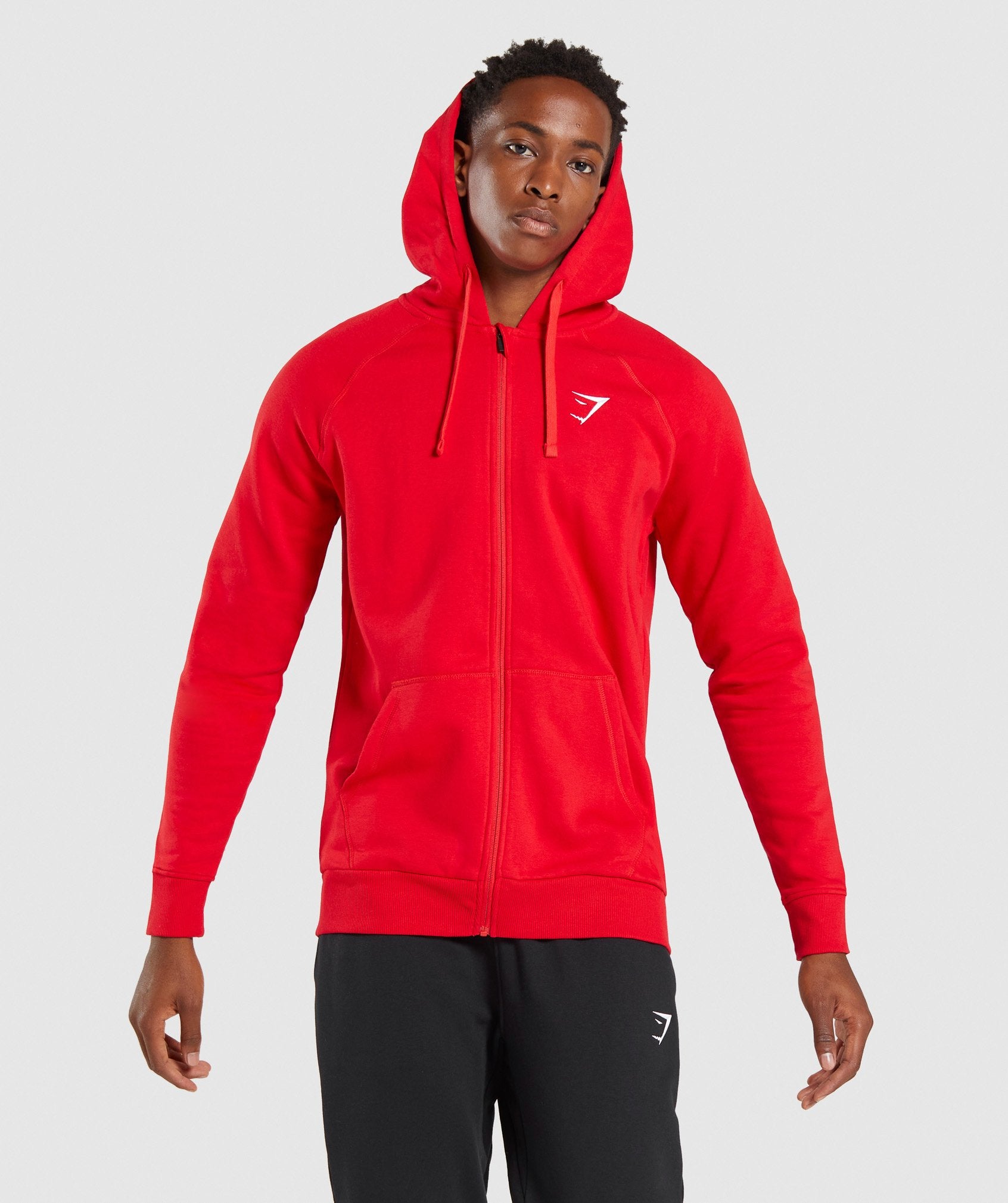 Crest Zip Up Hoodie in Red - view 1