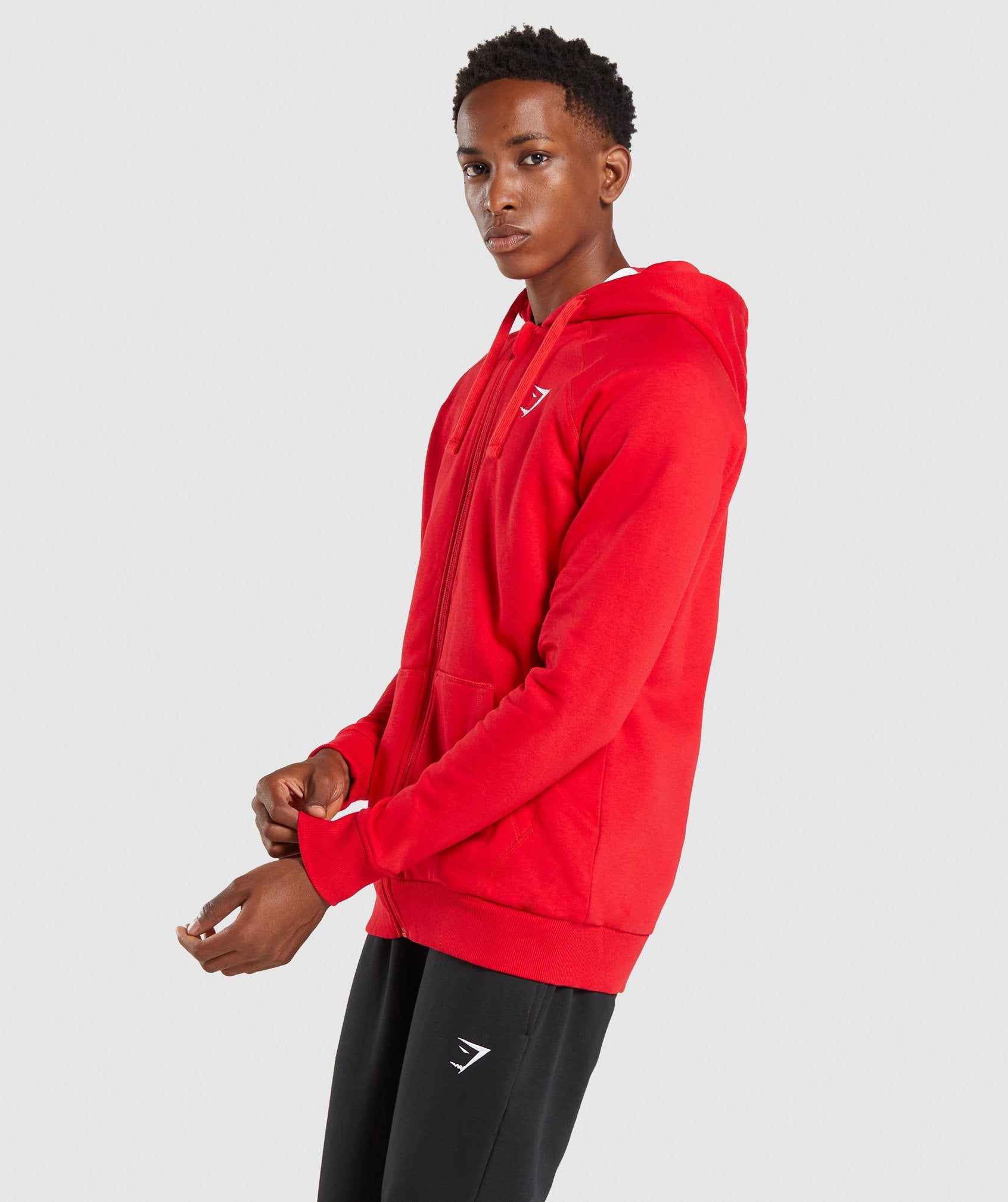 Crest Zip Up Hoodie in Red - view 3