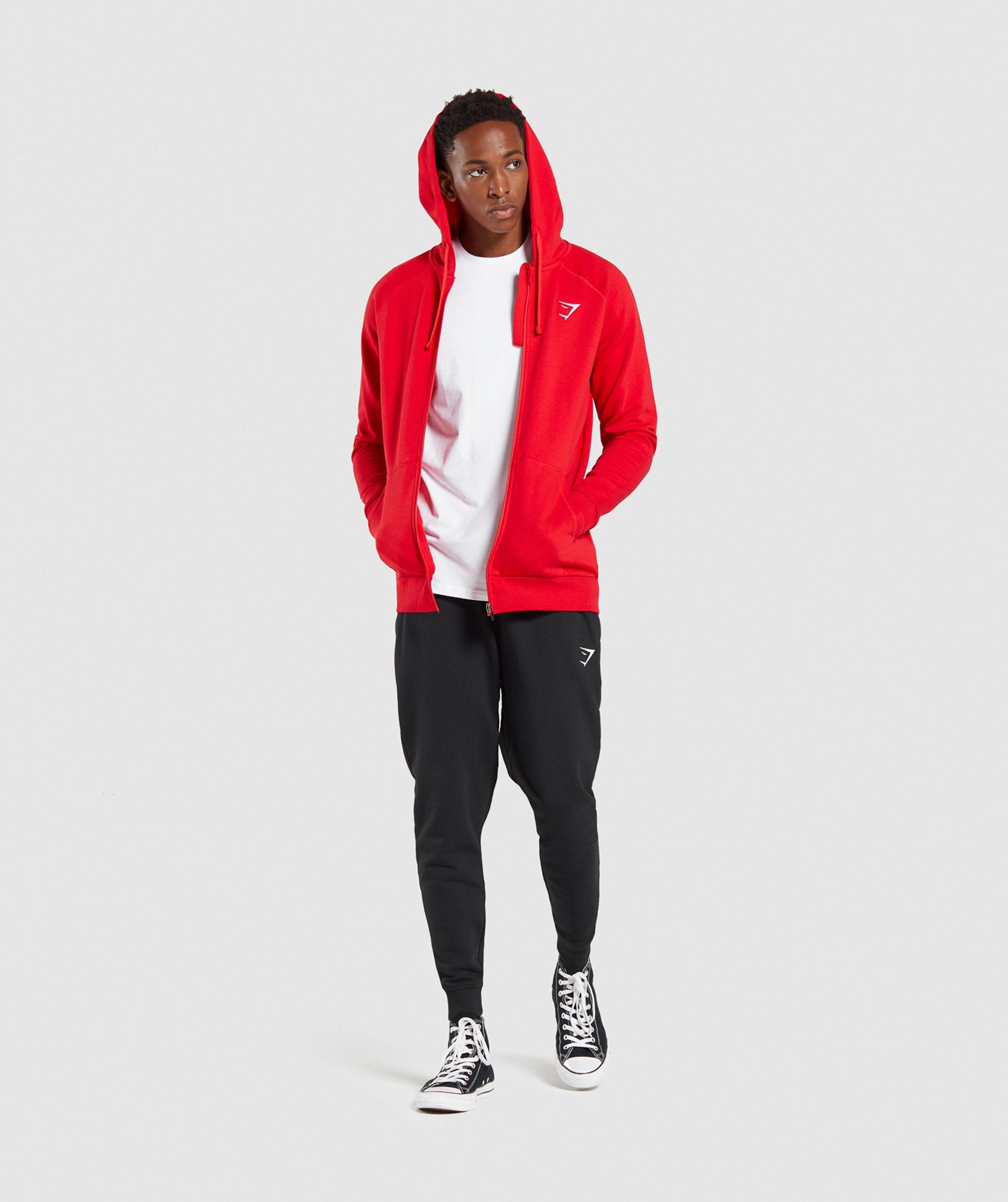 Crest Zip Up Hoodie in Red - view 4