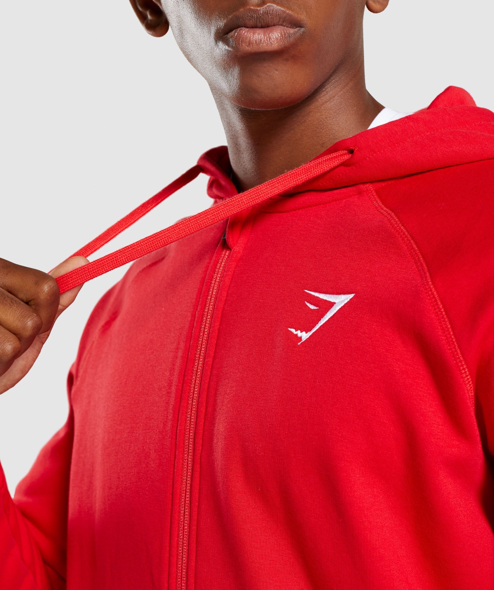 Crest Zip Up Hoodie in Red - view 5