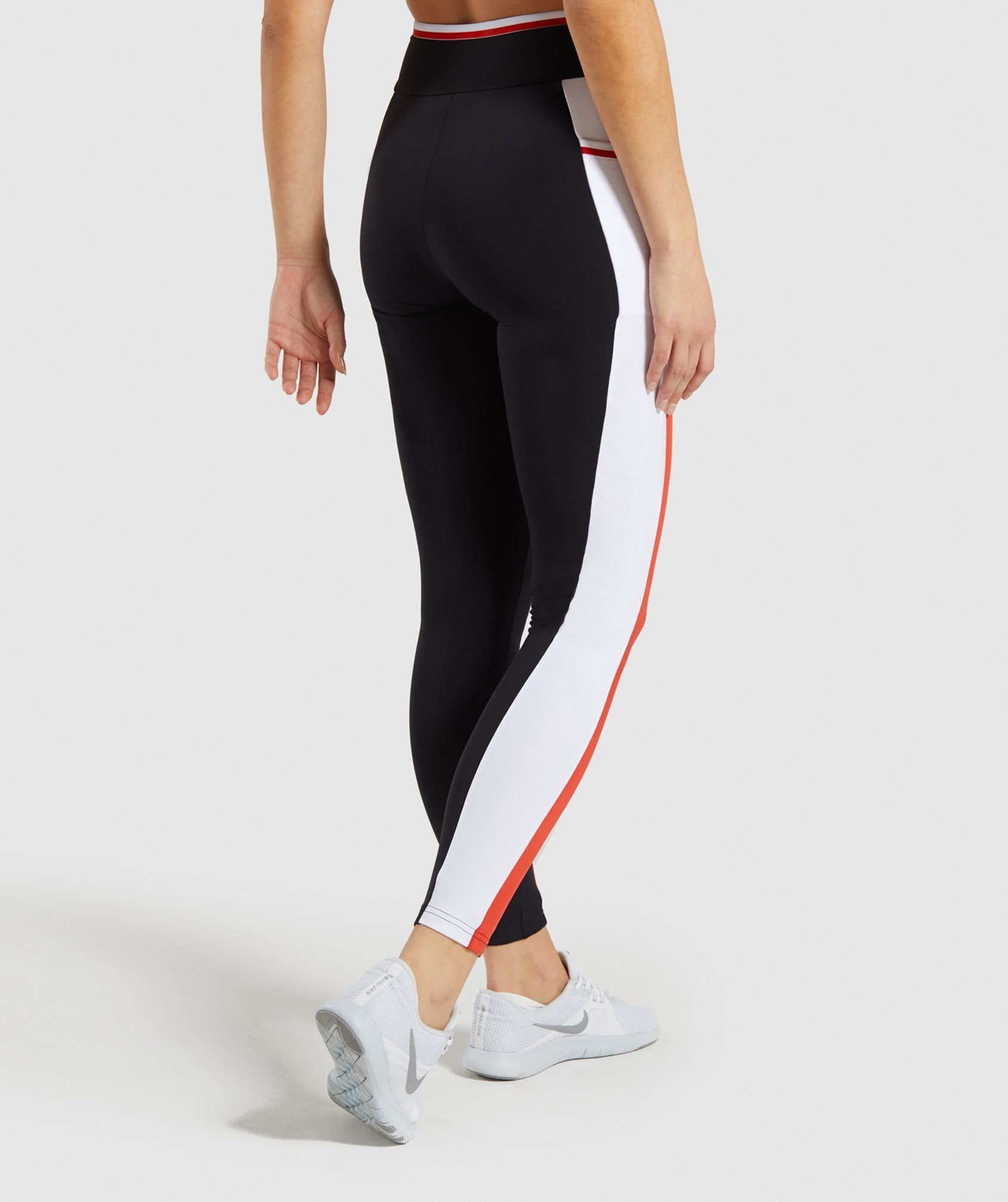 Colour Block Leggings in Black/Red/White - view 2