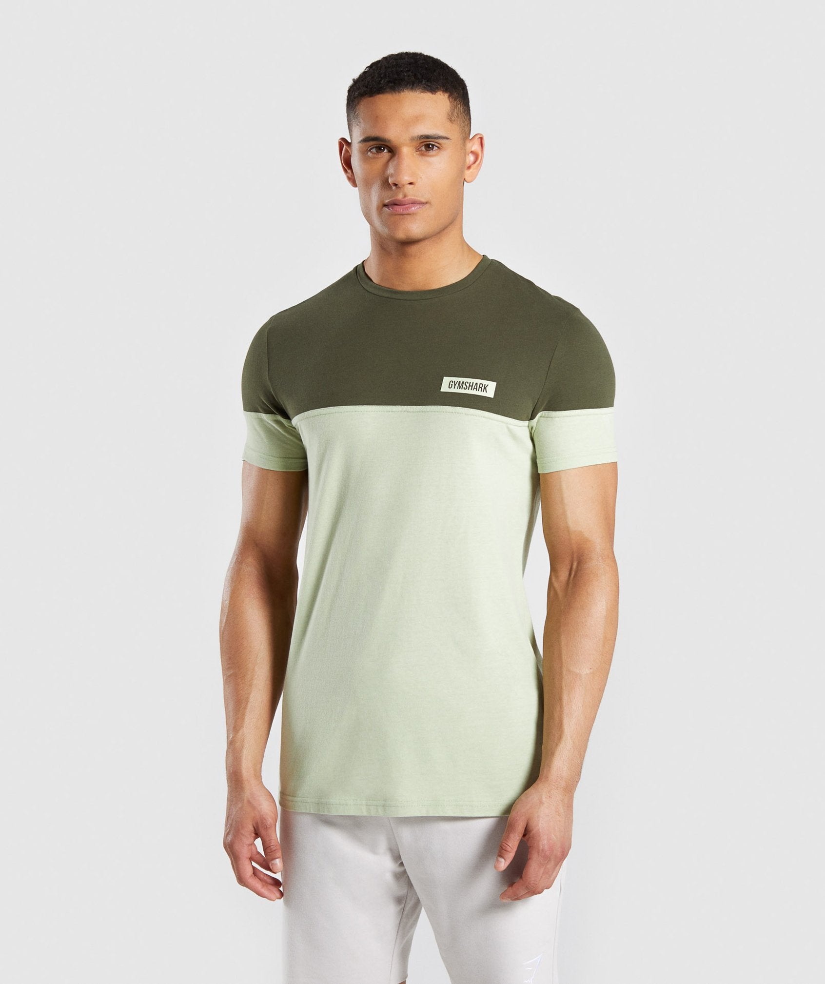 Colour Block T-Shirt in Dark Green - view 1