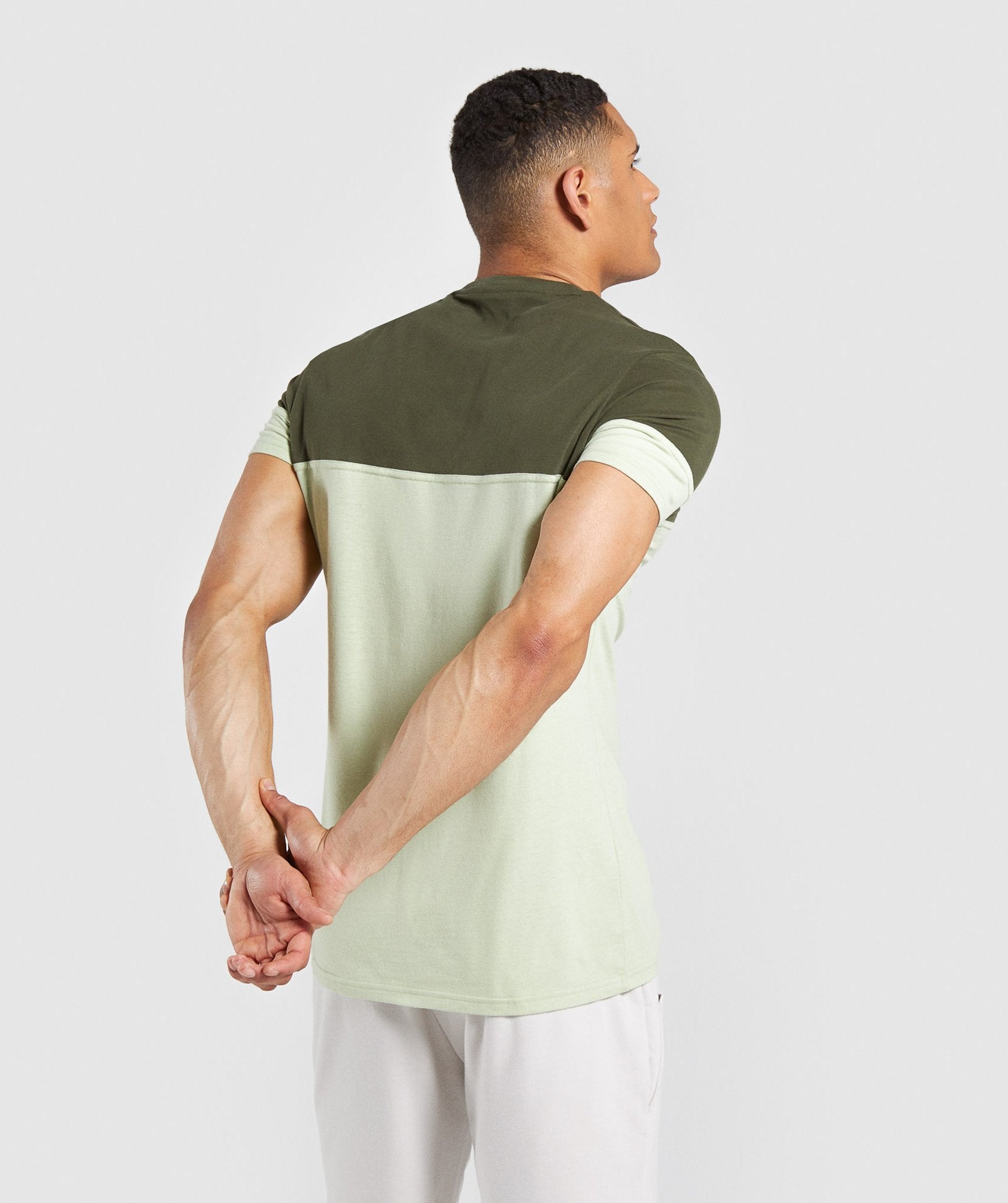 Colour Block T-Shirt in Dark Green - view 2