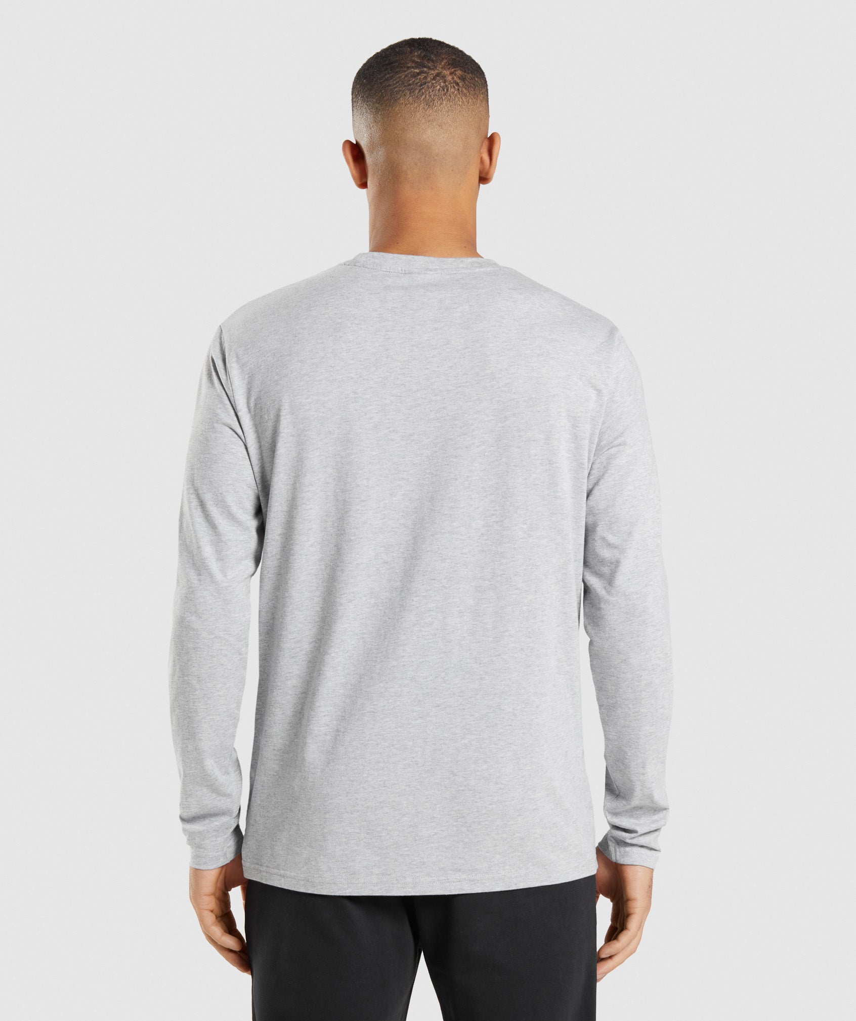 Crest Long Sleeve T-Shirt in Light Grey Core Marl - view 2