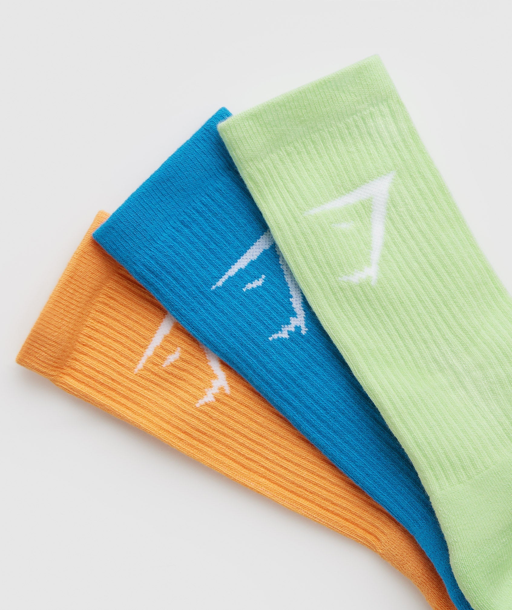 Crew Socks 3pk in Apricot Orange/Bali Green/Meridian Blue - view 3