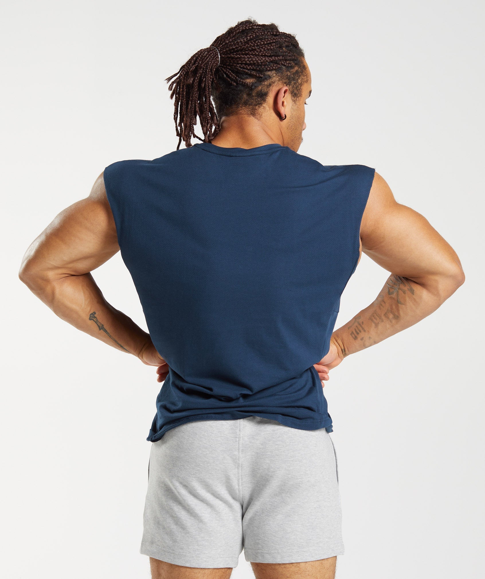 React Cut Off Tank in Navy - view 2