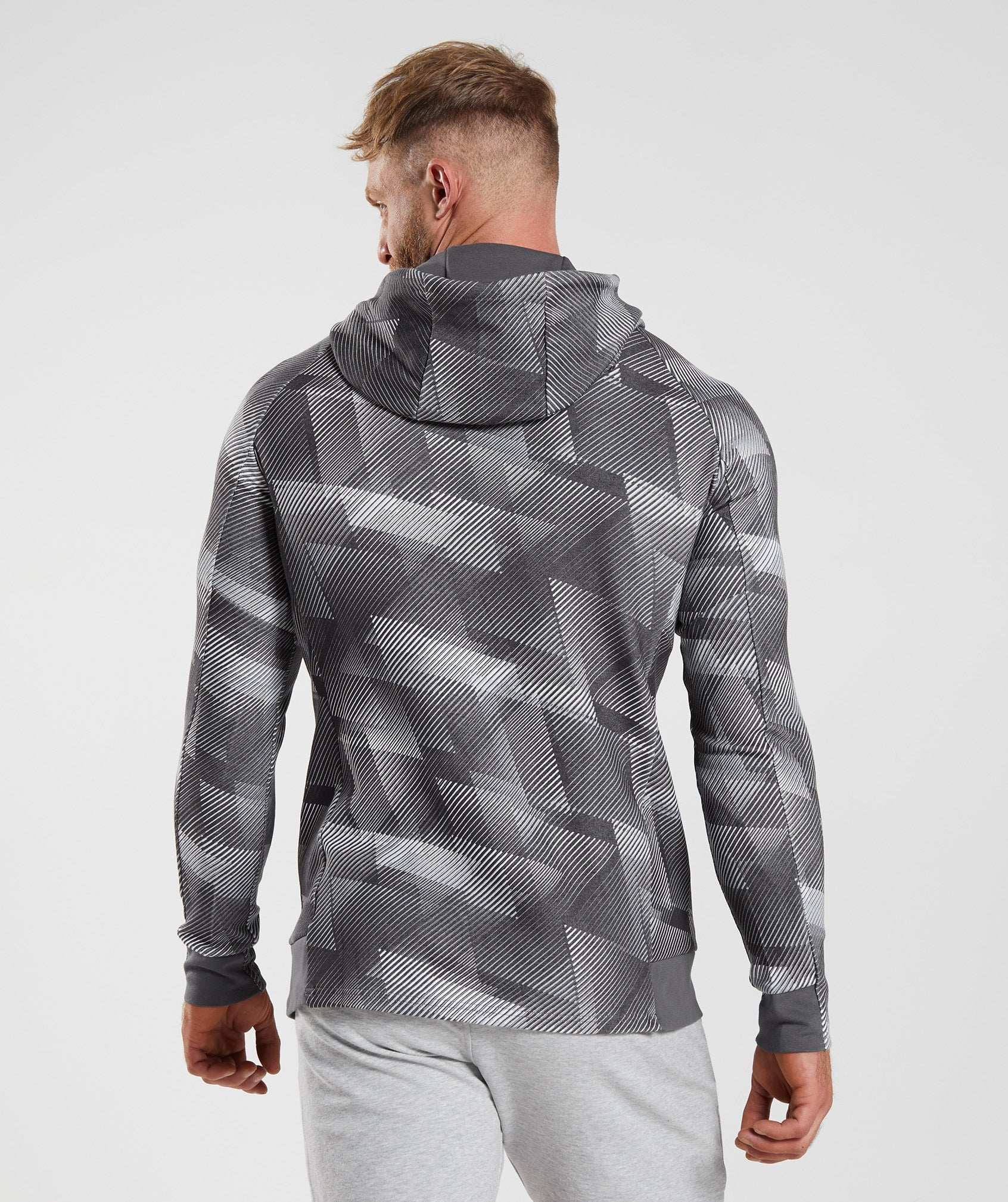 React Hoodie in Silhouette Grey Print - view 2