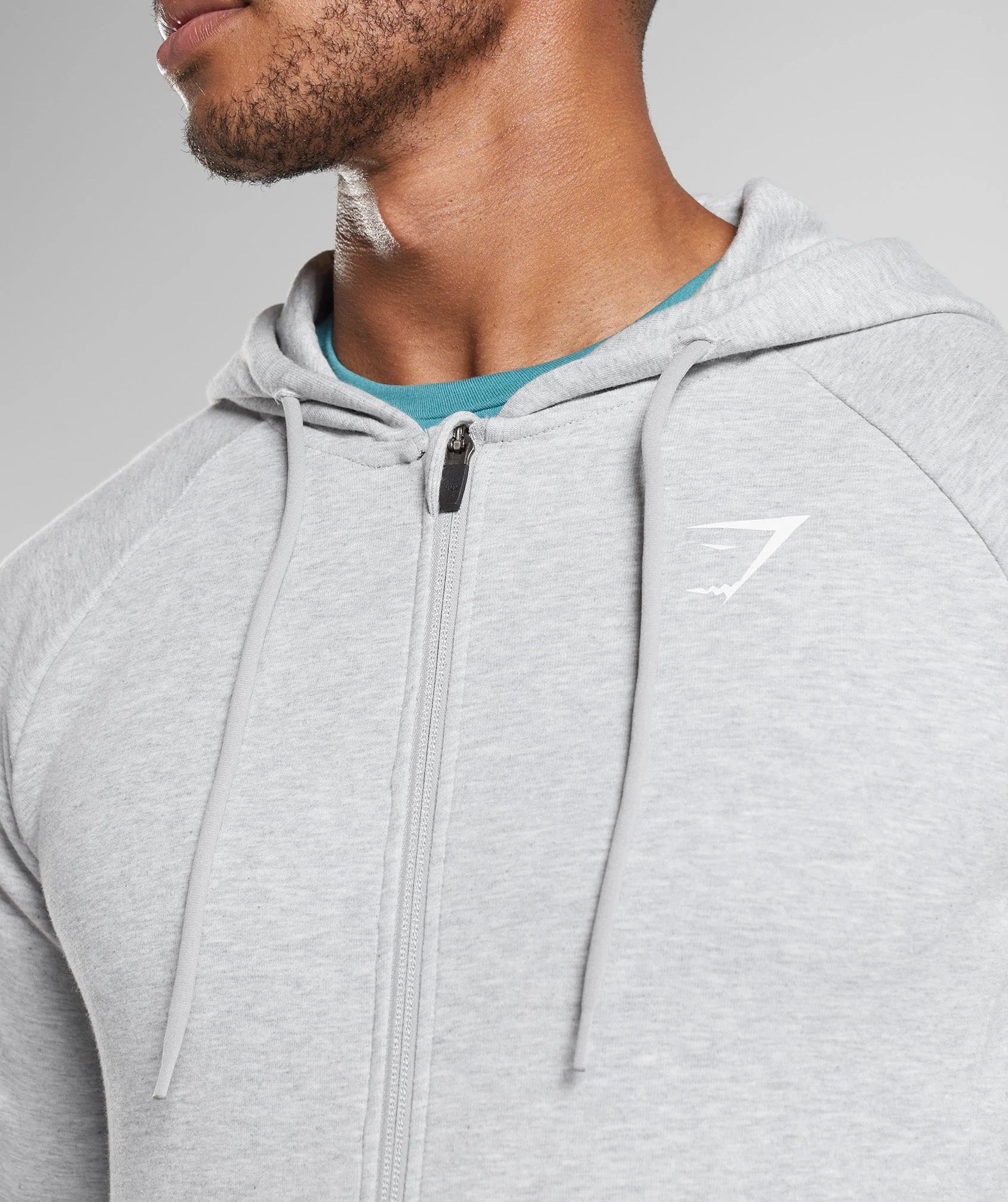 React Zip Hoodie in Light Grey Core Marl - view 6