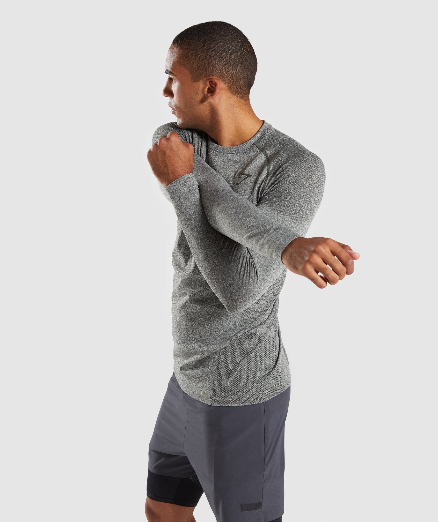 Define Seamless Long Sleeve T-Shirt in Woodland Green Marl - view 3