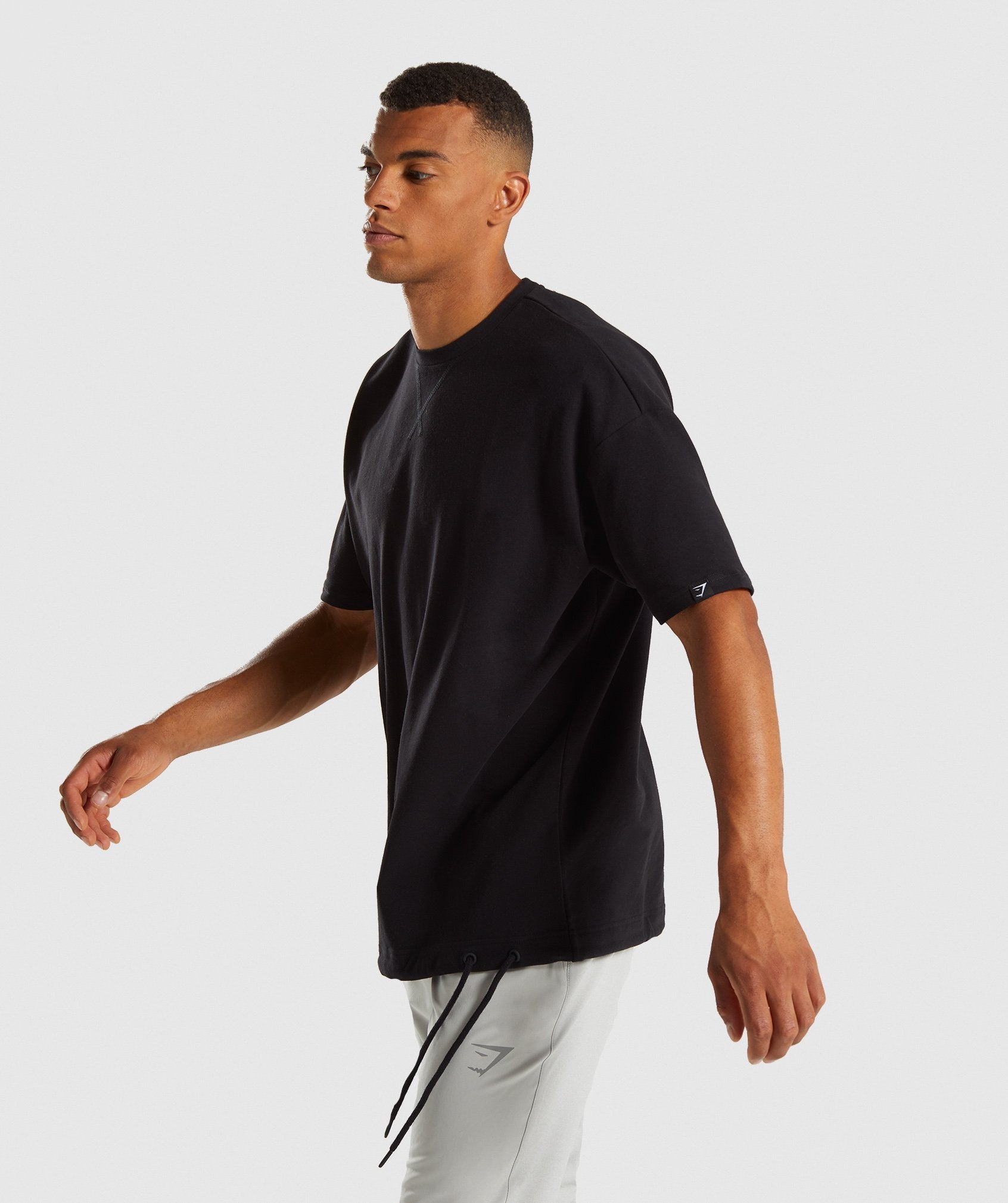 Drawcord Sweat T-Shirt in Black - view 3