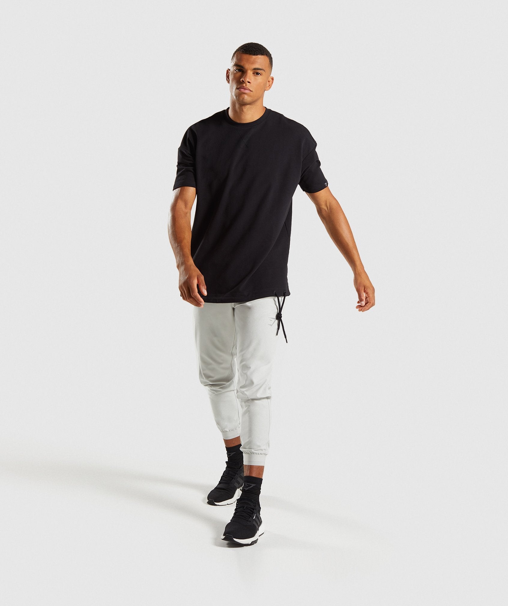 Drawcord Sweat T-Shirt in Black - view 4