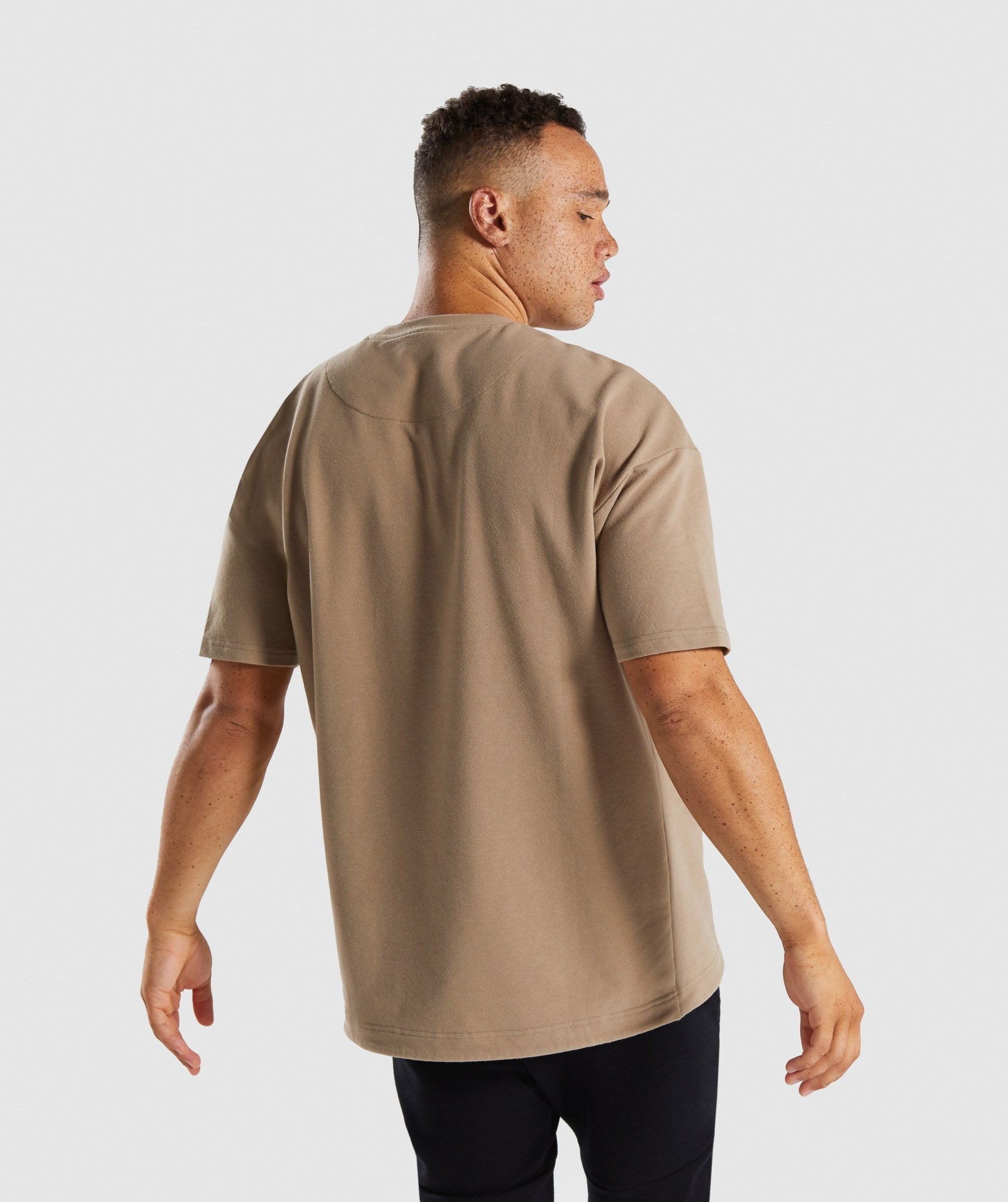 Drawcord Sweat T-Shirt in Driftwood Brown - view 2