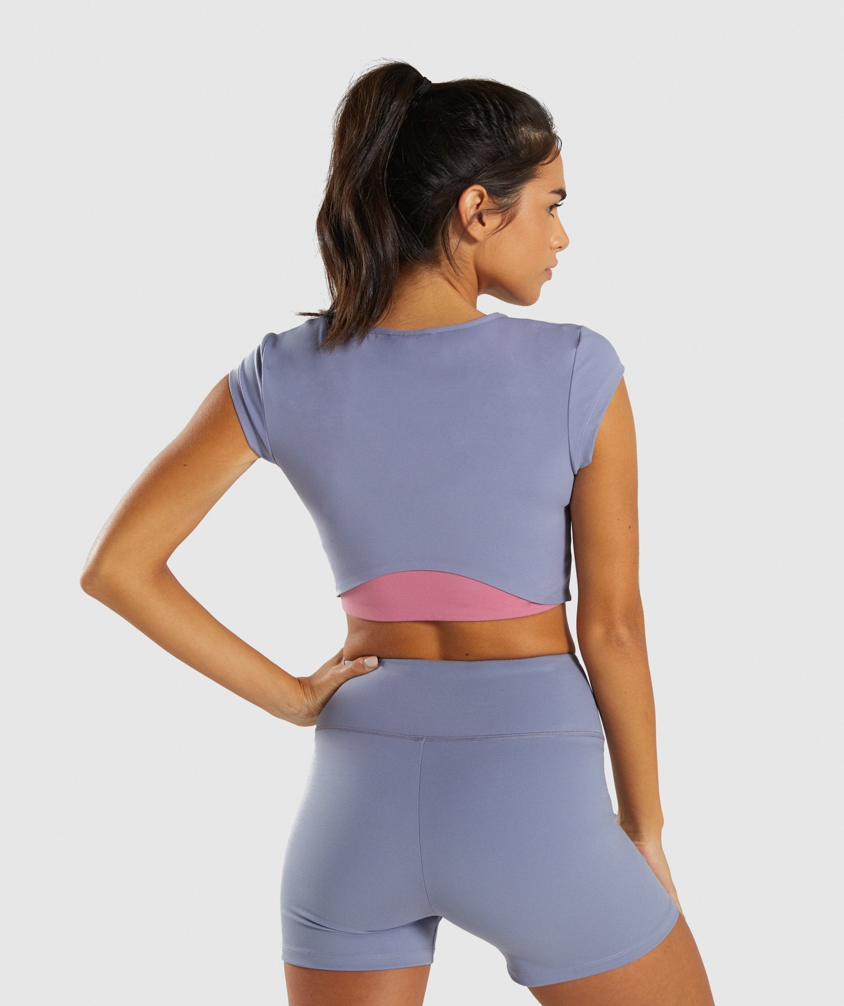 Dreamy Cap Sleeve Crop Top in Steel Blue - view 2