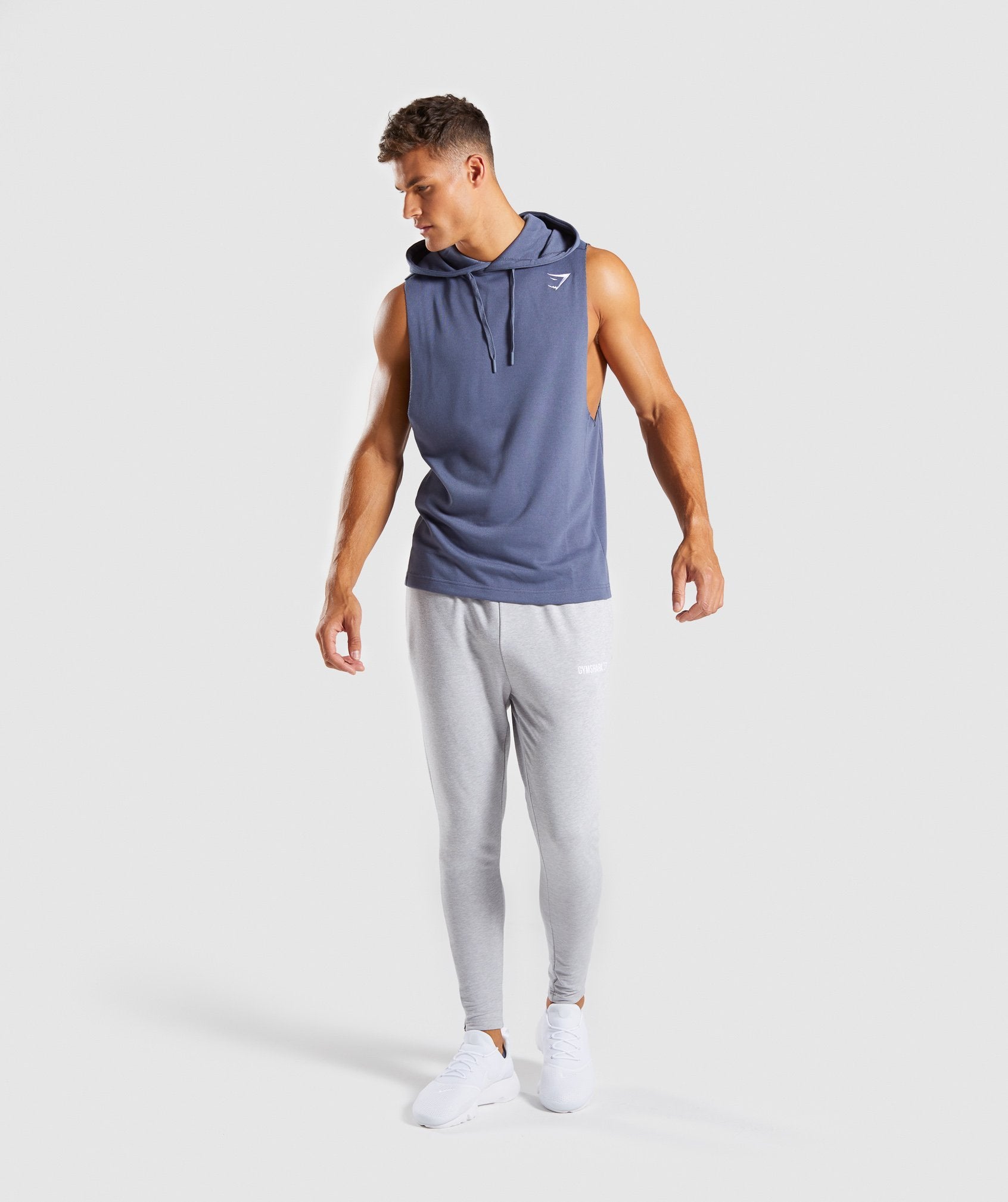 Drop Arm Sleeveless Hoodie in Aegean Blue - view 4