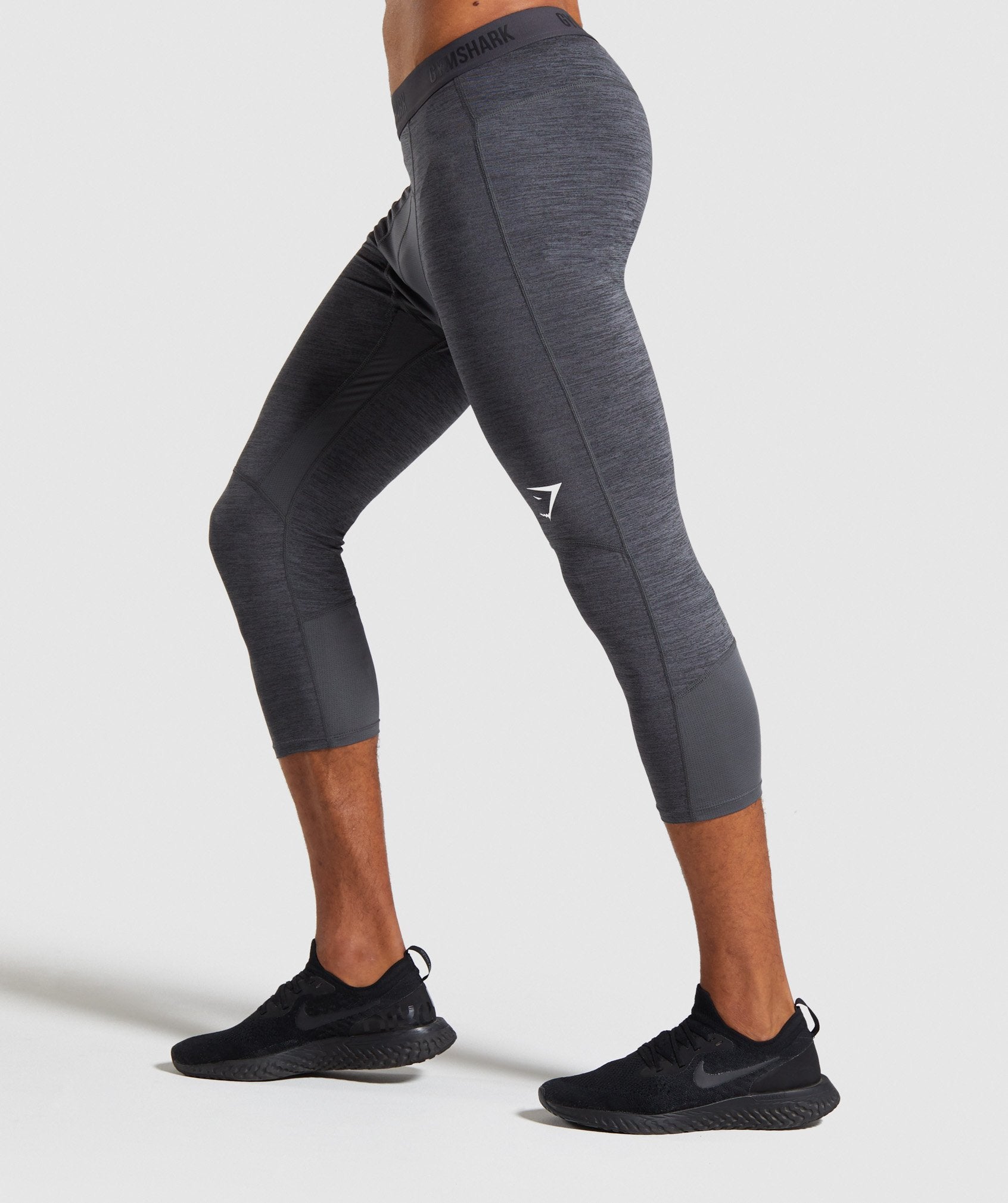 Element+ Baselayer 3/4 Leggings in Black Marl/White