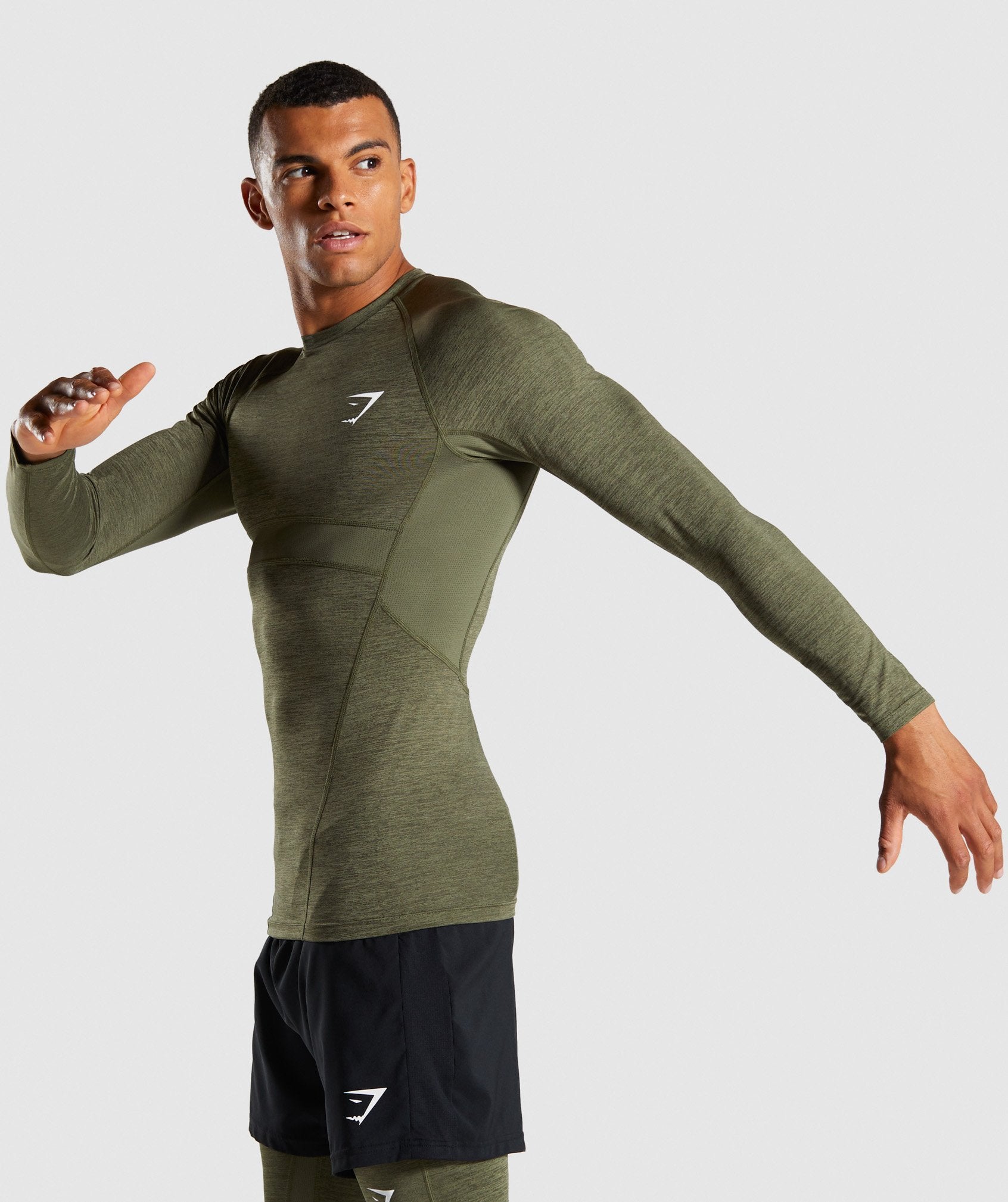 Element+ Baselayer Long Sleeve Top in Dark Green Marl - view 3