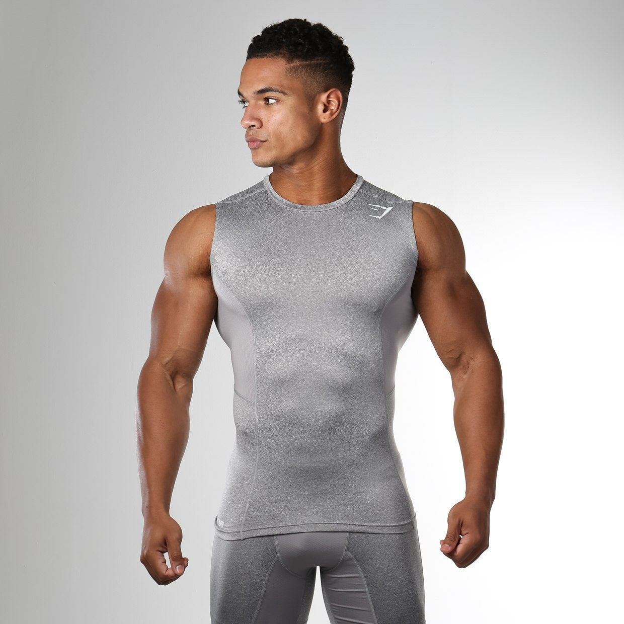 Element Compression Sleeveless T-Shirt in Light Grey Marl - view 3