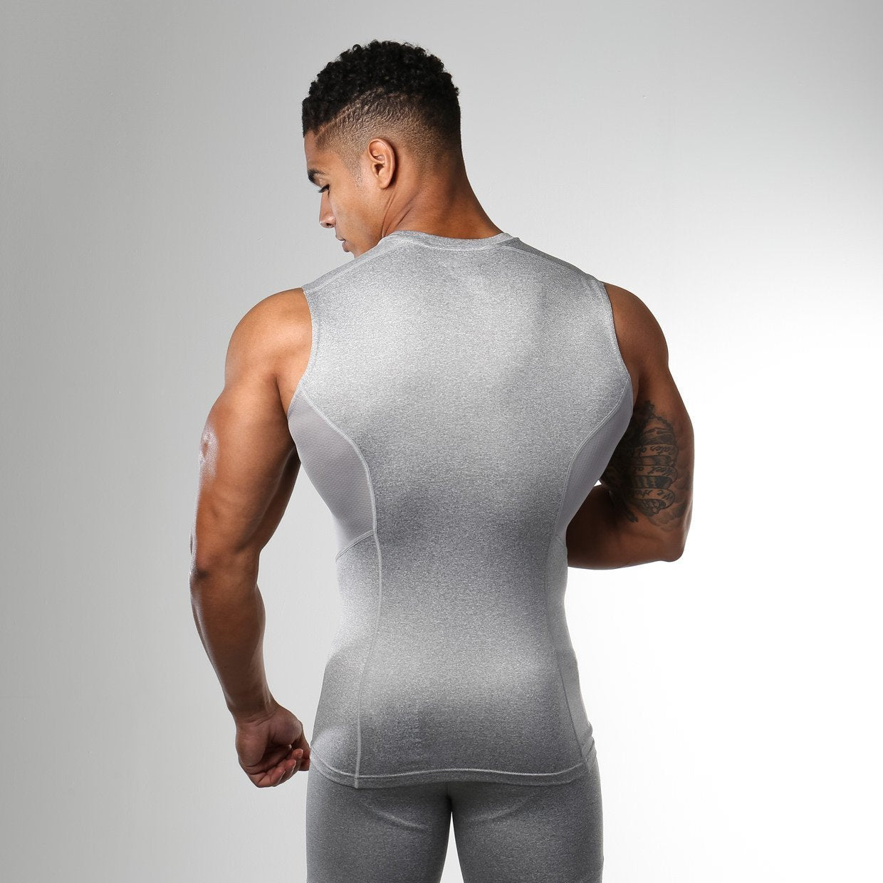 Element Compression Sleeveless T-Shirt in Light Grey Marl - view 2