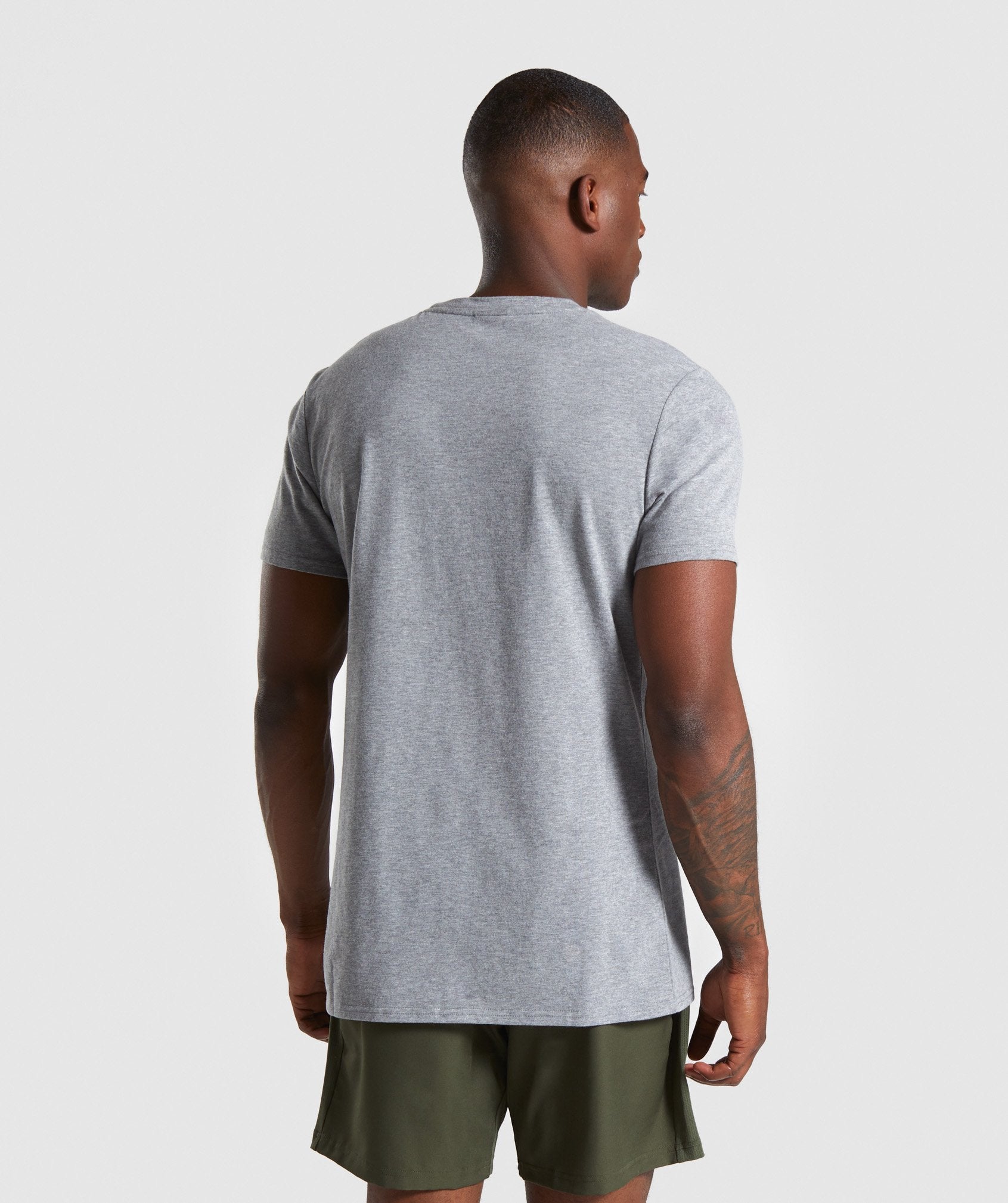 Embroidered Logo T-Shirt in Grey Marl - view 2