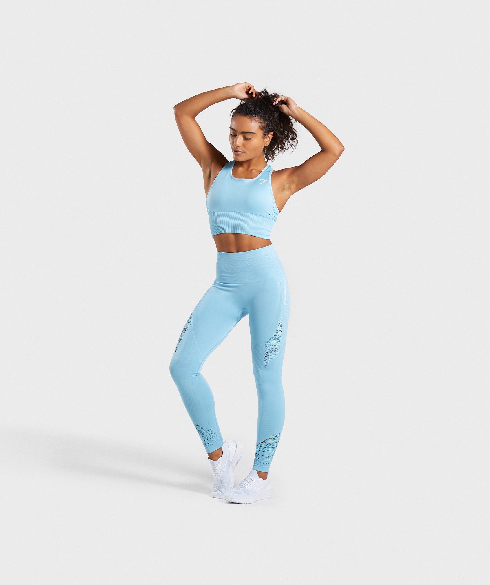 Energy Seamless High Waisted Leggings in Sky Blue - view 4